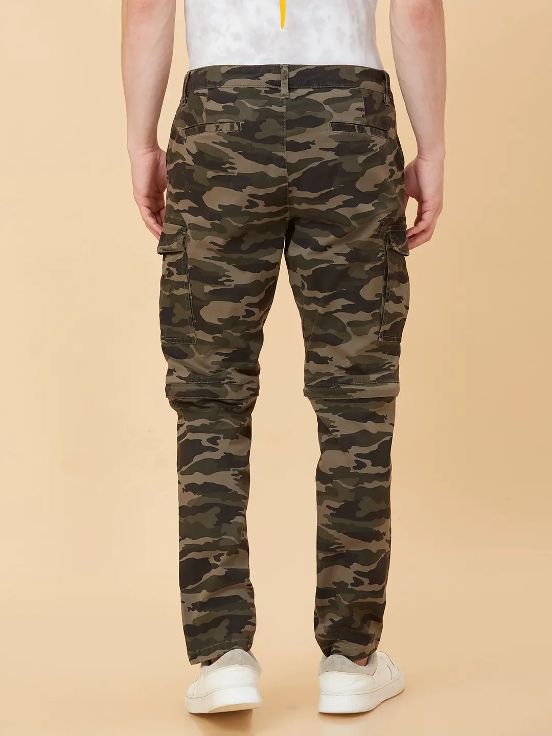 Olive slim Fit Cargos for Men By Being Human Clothing - Image 3