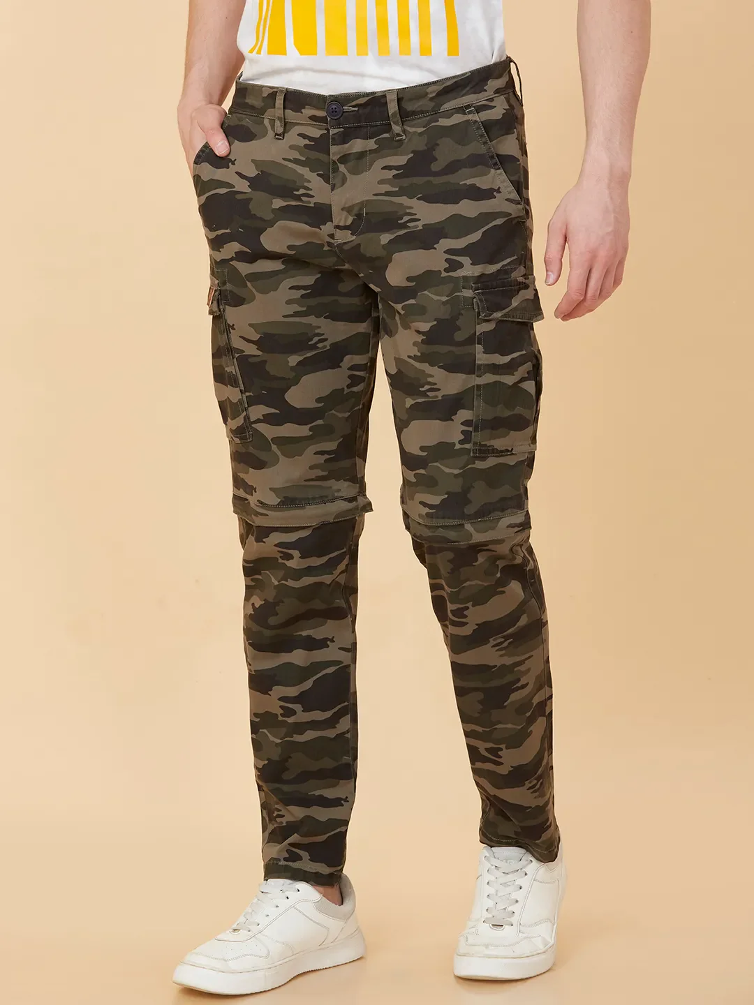 Olive slim Fit Cargos for Men By Being Human Clothing - Image 4