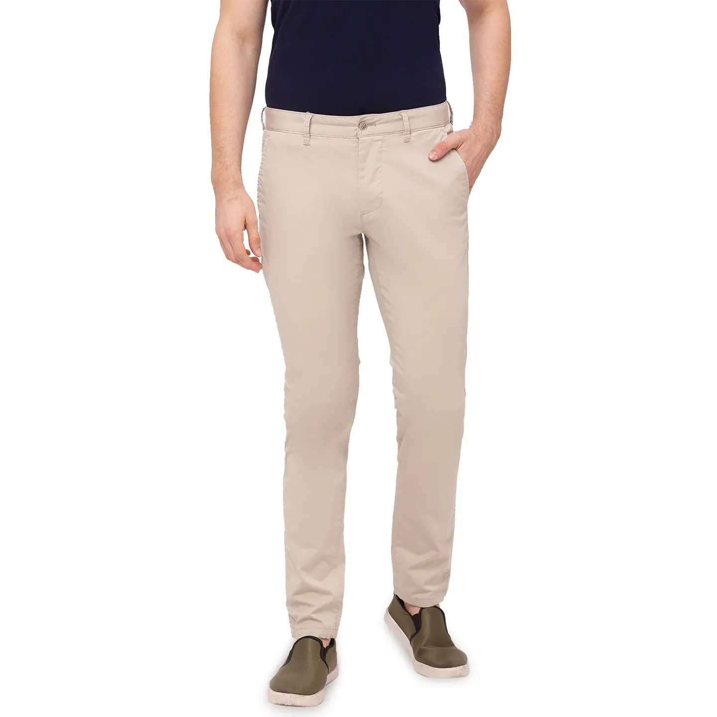 Beige Slim Straight Fit Men's Chinos by Being Human Clothing