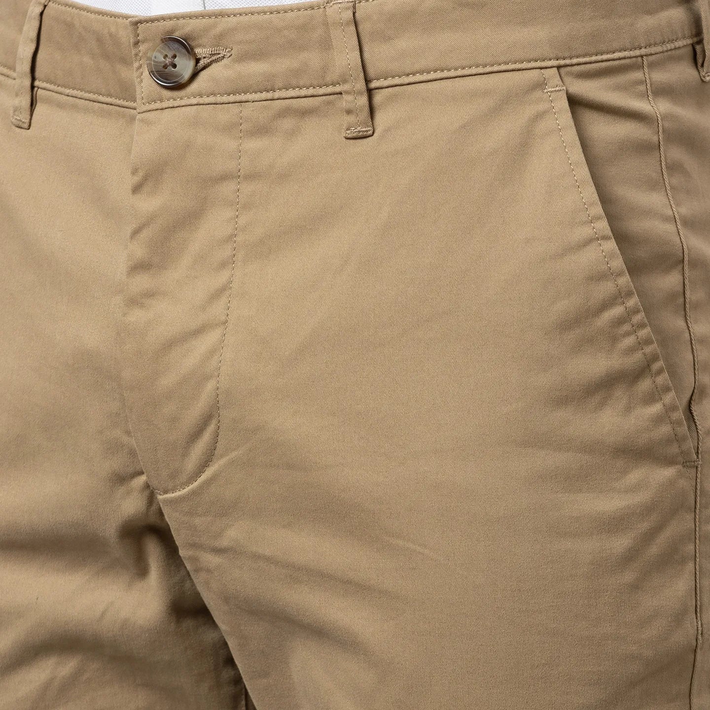 Beige Slim Straight Fit Men's Chinos by Being Human Clothing - Image 5