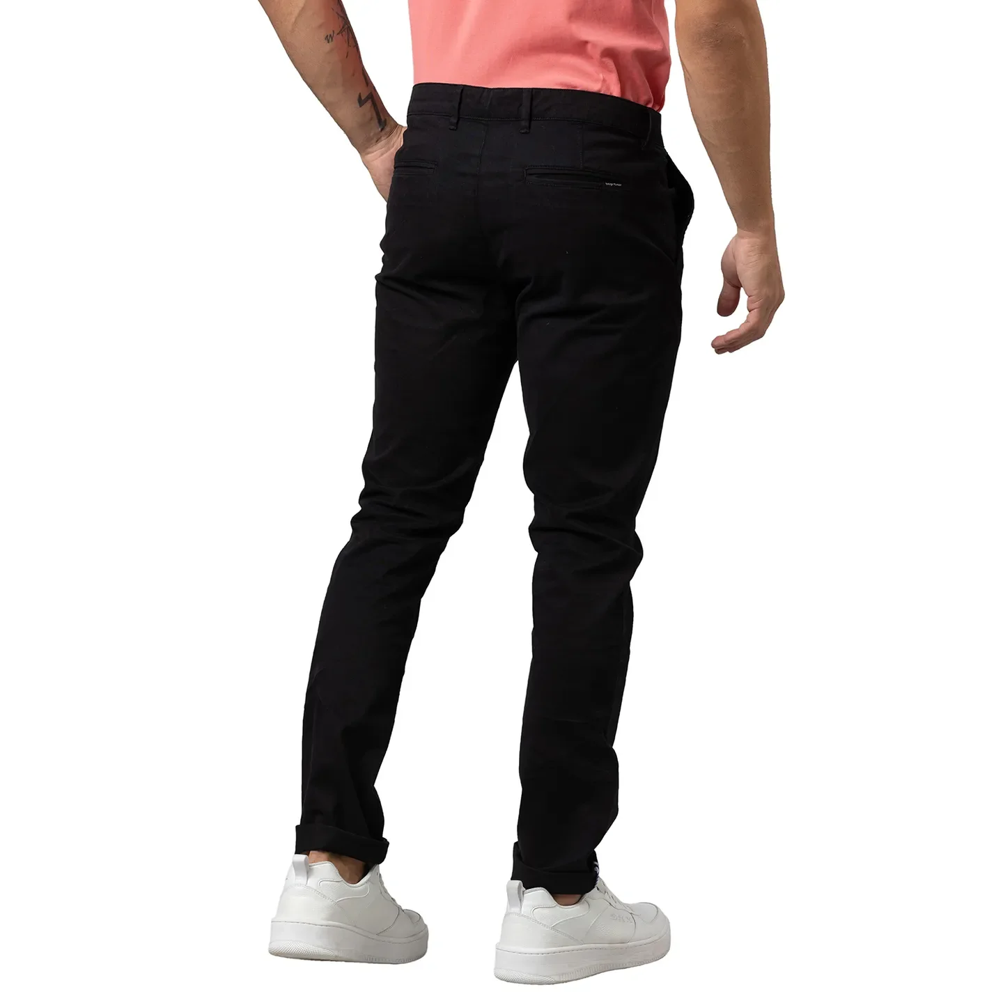 Black Slim Straight Fit Men's Chinos by Being Human Clothing - Image 3
