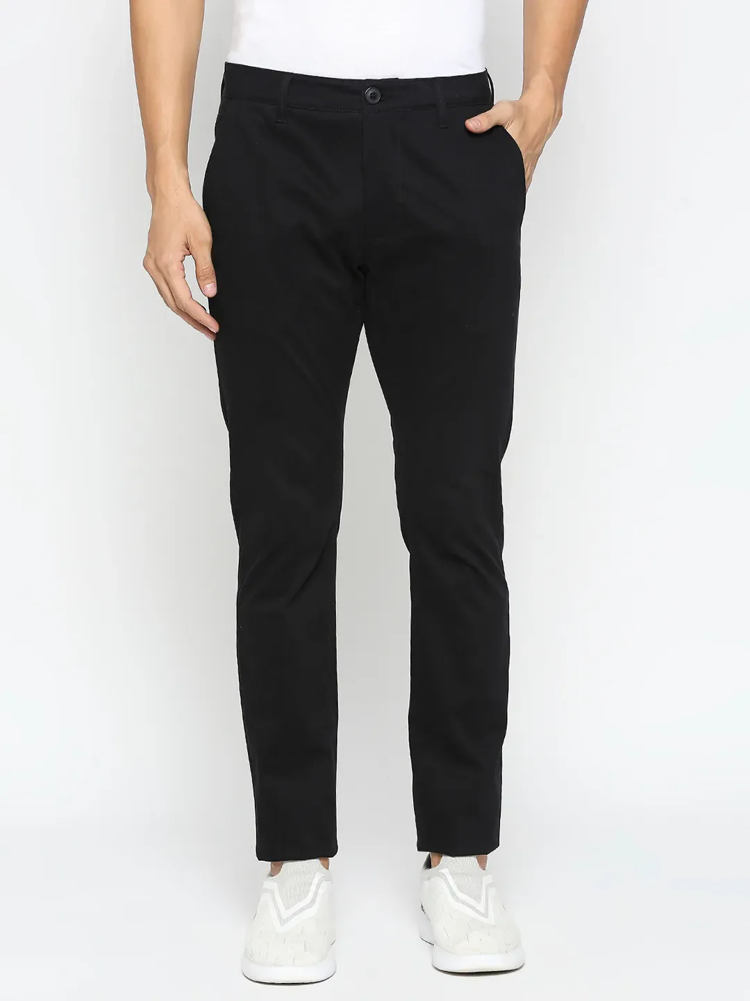 Black Slim Fit Chinos For Men By Being Human Clothing