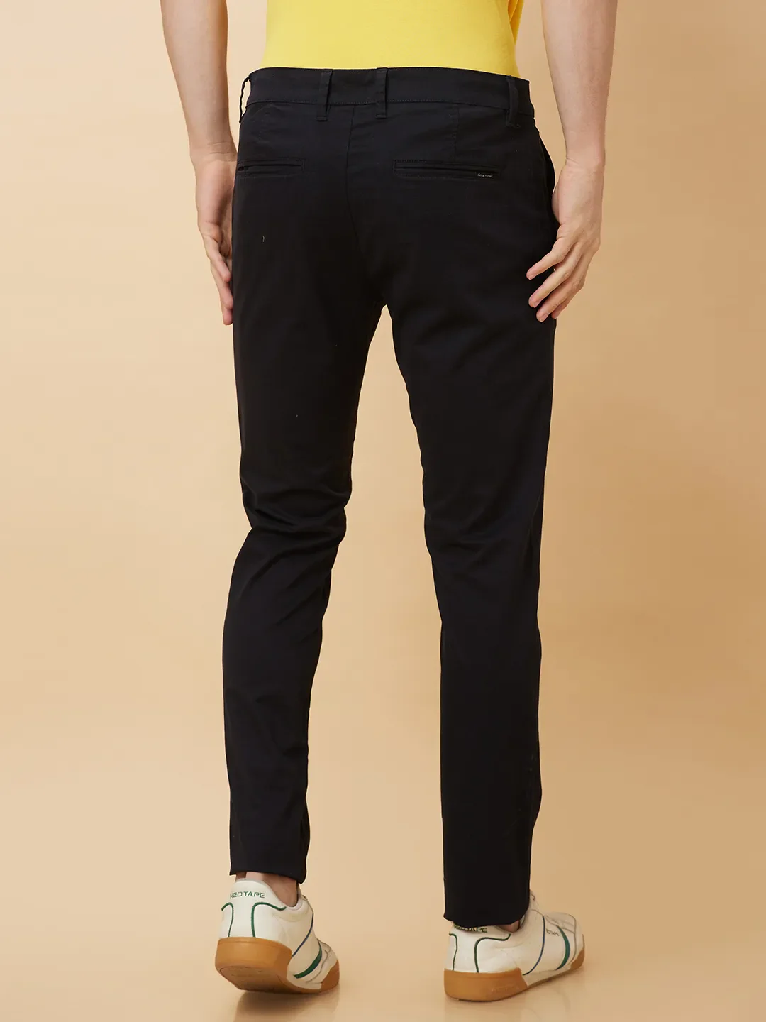 Black Slim Straight Fit Men's Chinos by Being Human Clothing - Image 3