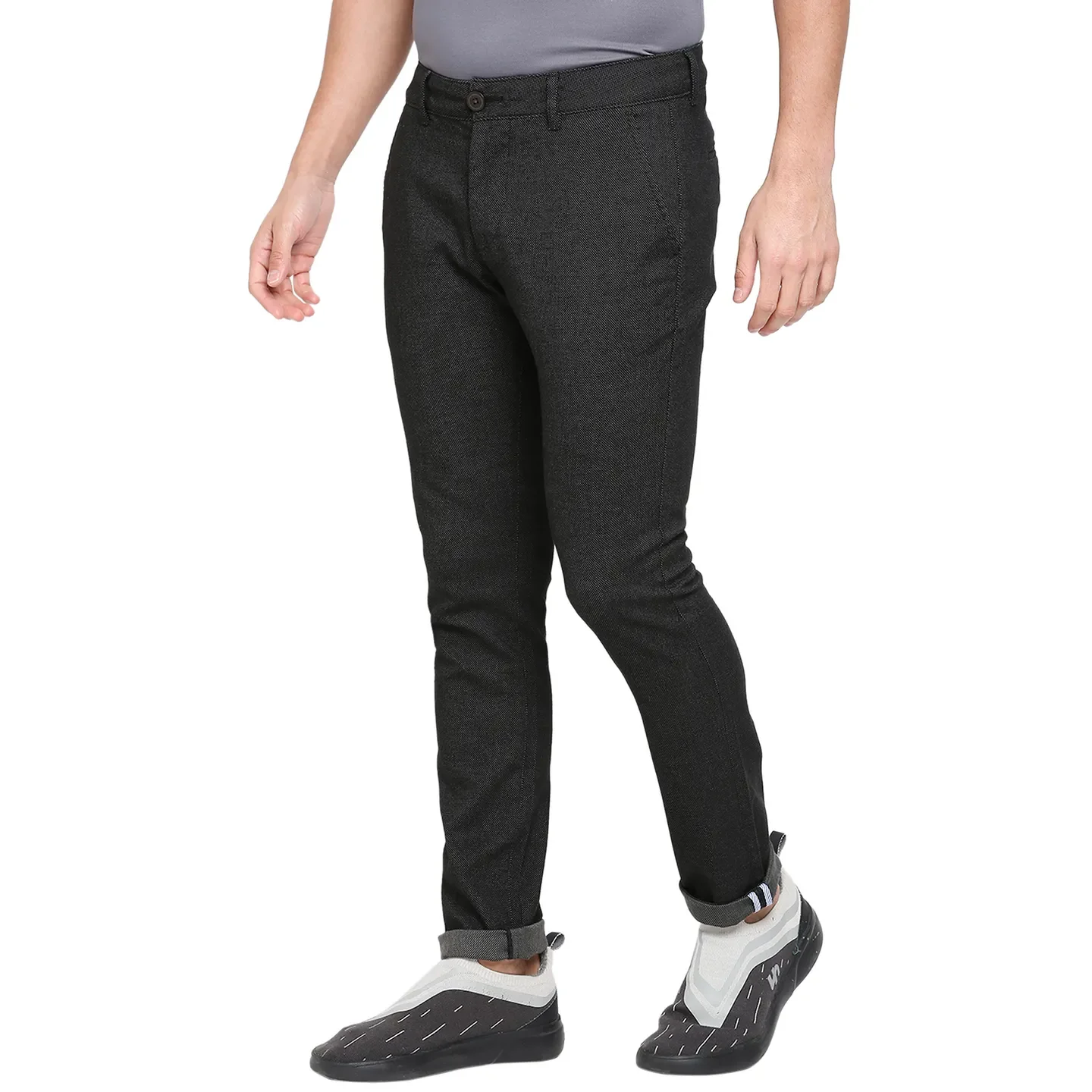 Black Slim Straight Fit Men's Chinos by Being Human Clothing - Image 3