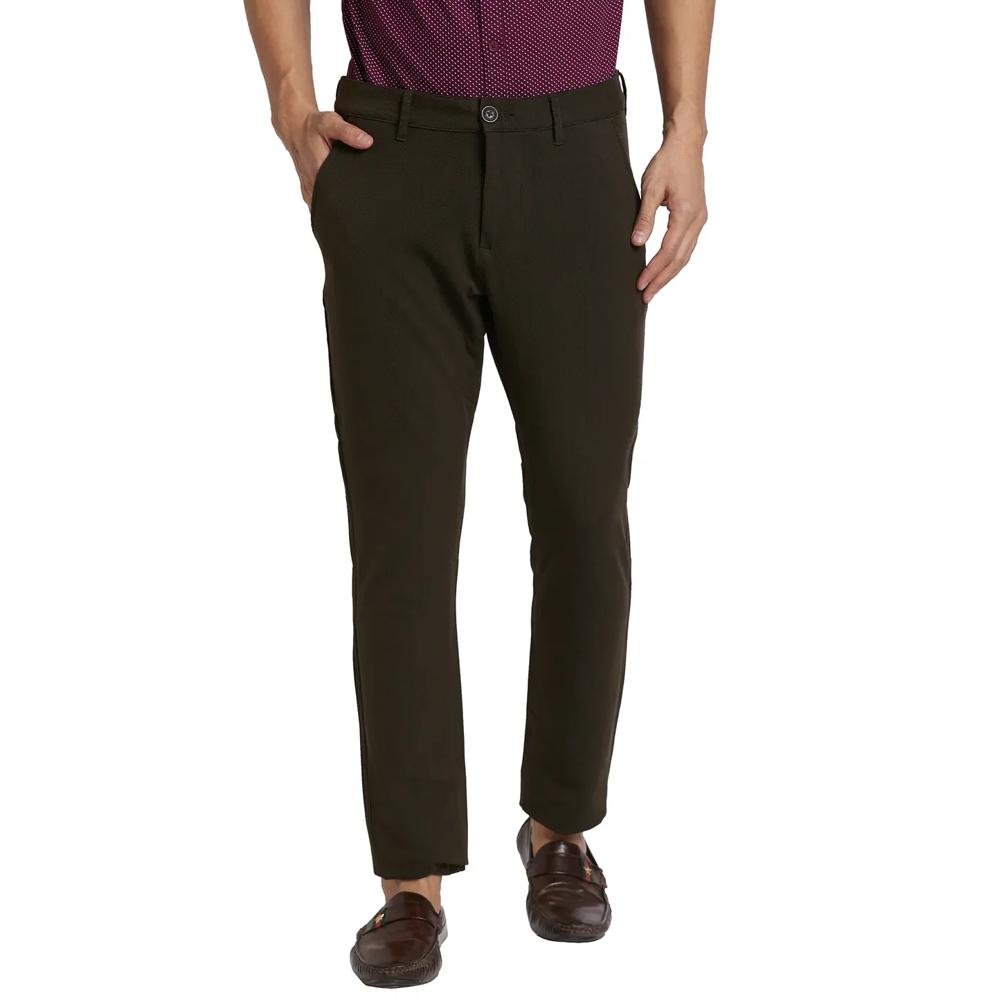 Brown Slim Straight Fit Men's Chinos by Being Human Clothing