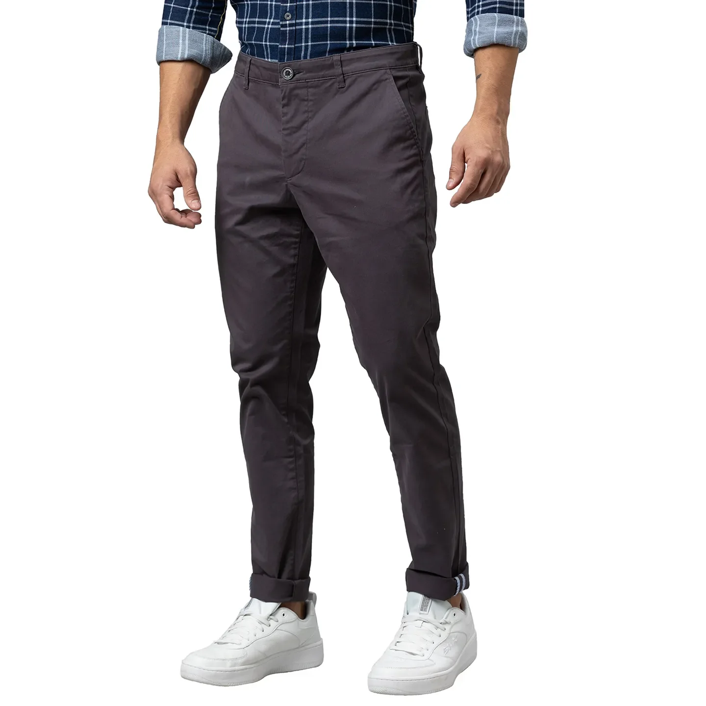 Grey Slim Straight Fit Men's Chinos by Being Human Clothing - Image 4