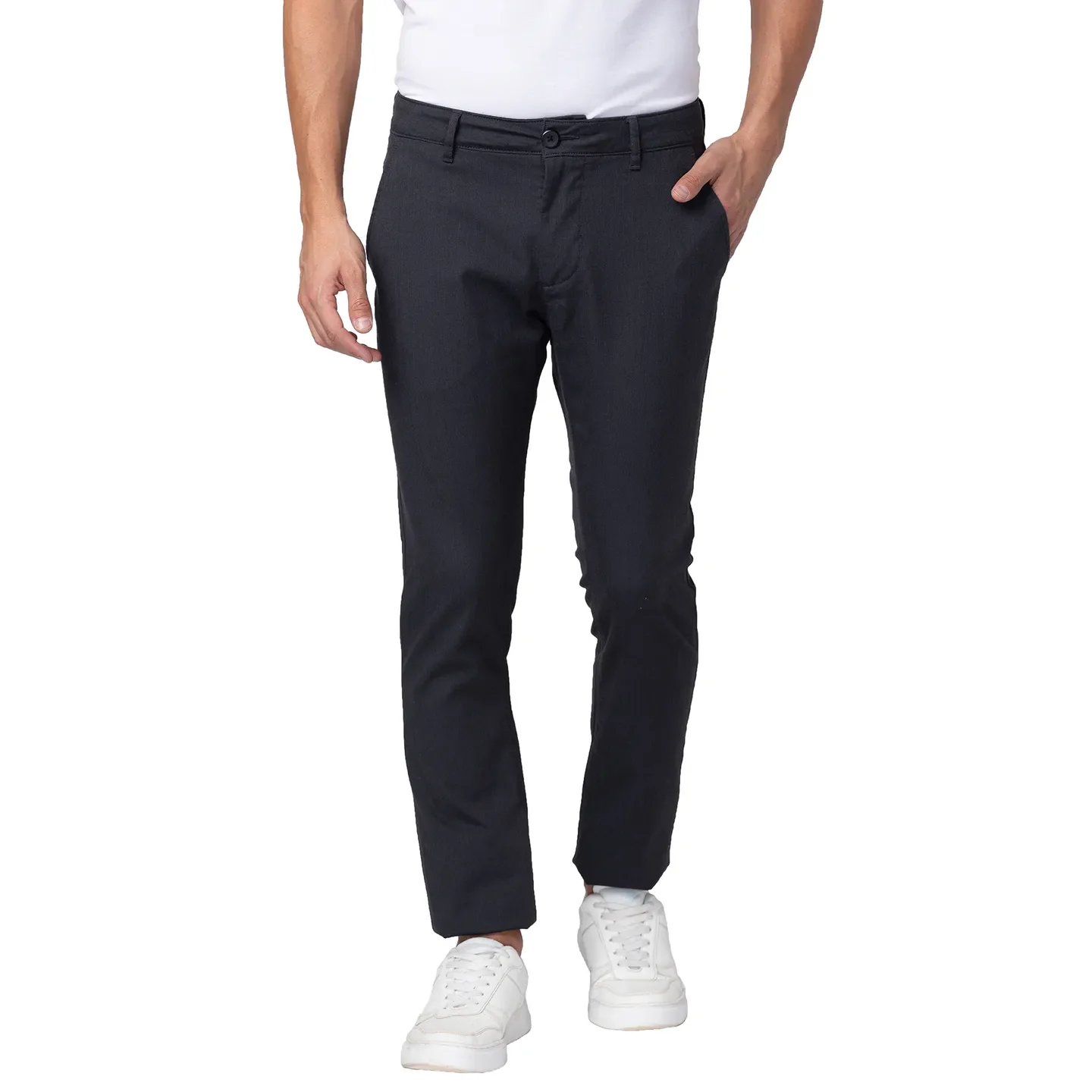 Charcoal Slim Fit Chinos For Men By Being Human Clothing