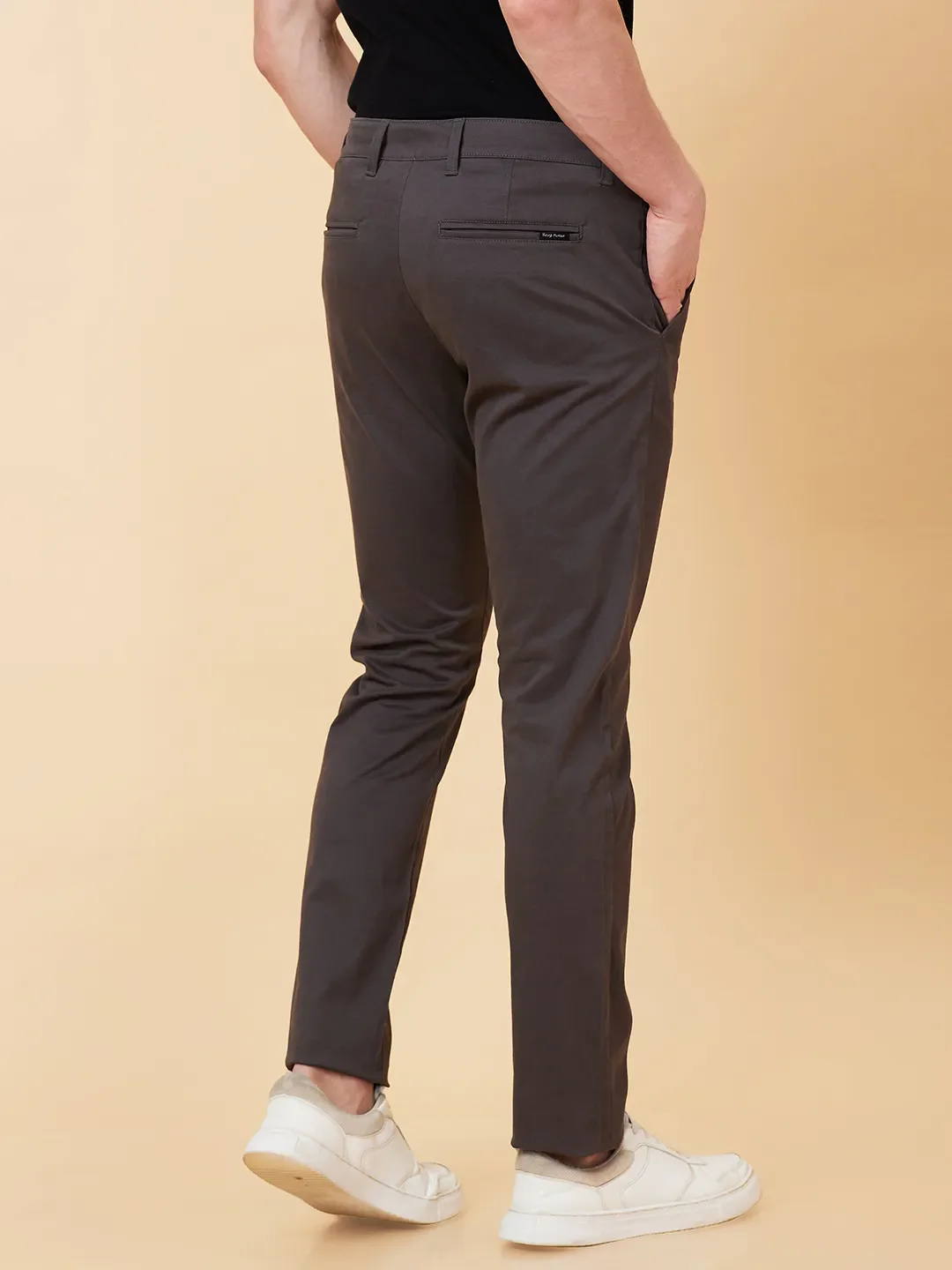 Grey Slim Fit Chinos For Men By Being Human Clothing - Image 4