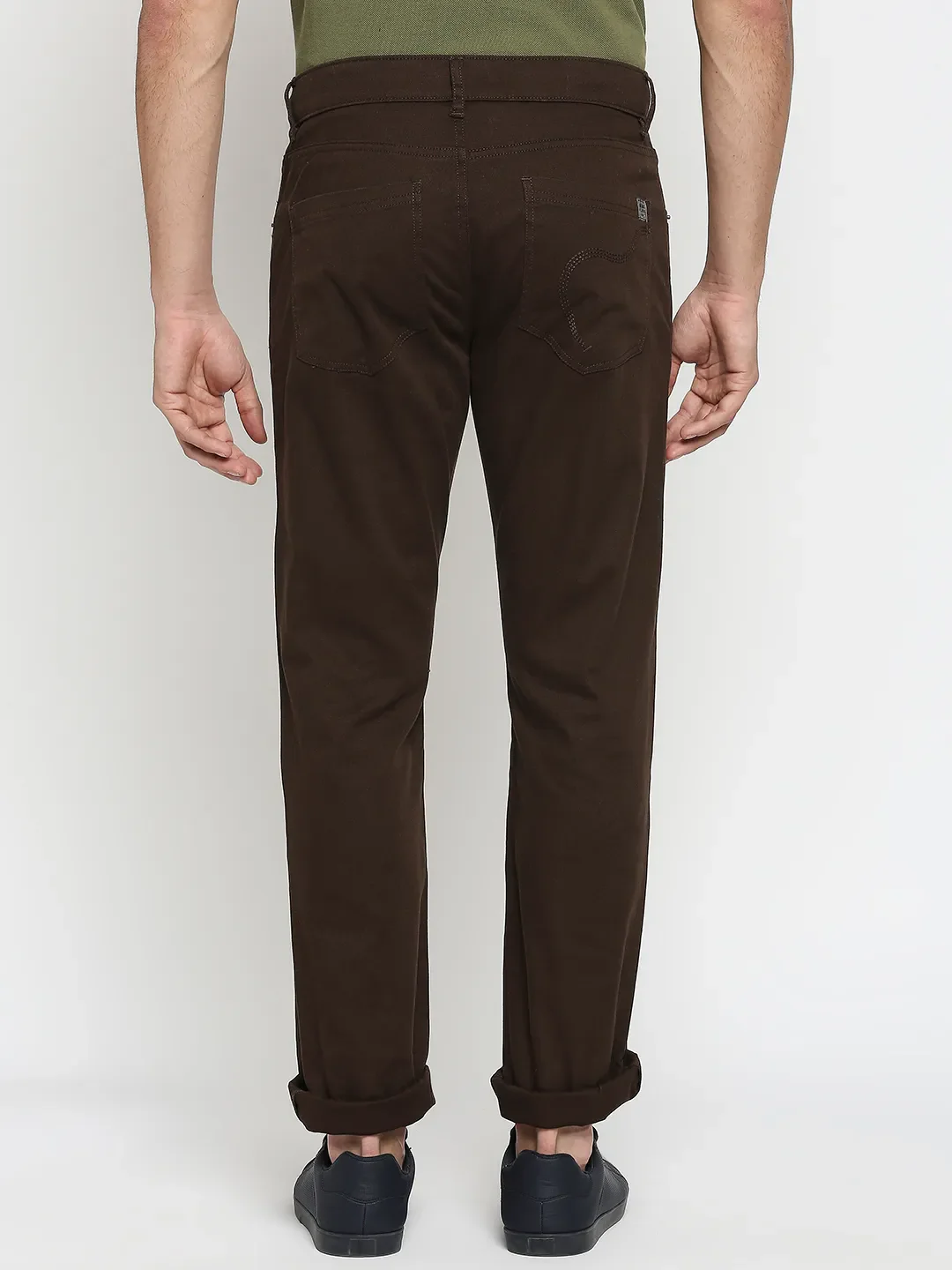 Brown Slim Straight Fit Men's Chinos by Being Human Clothing - Image 3