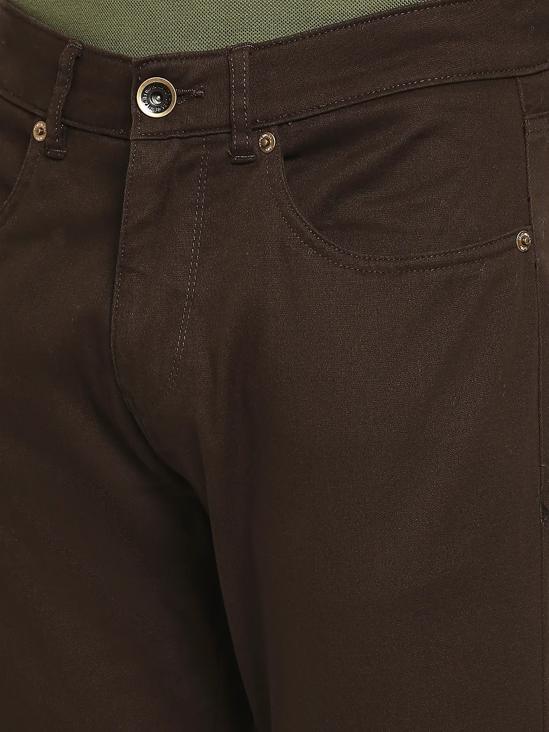 Brown Slim Straight Fit Men's Chinos by Being Human Clothing - Image 4