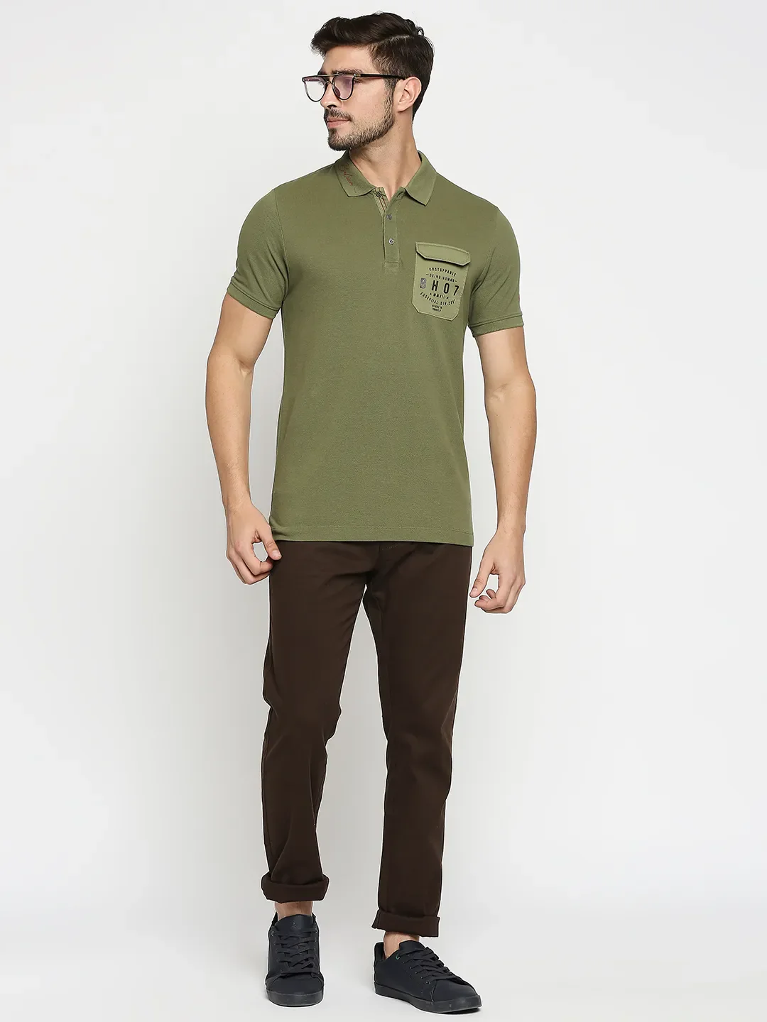 Brown Slim Straight Fit Men's Chinos by Being Human Clothing - Image 5