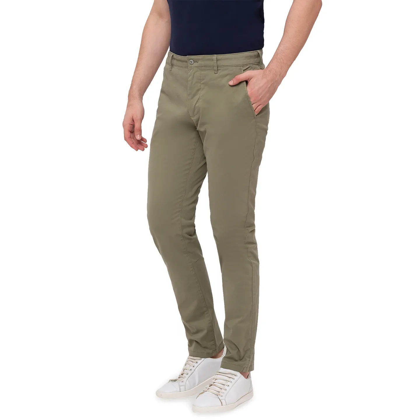 Green Slim Straight Fit Men's Chinos by Being Human Clothing - Image 3