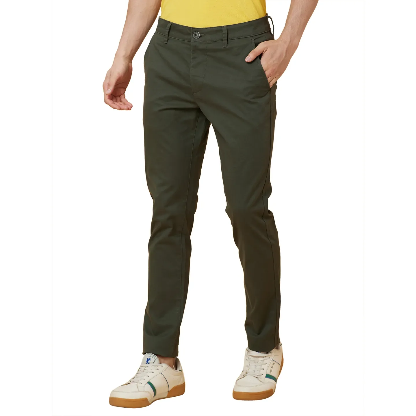 Green Slim Straight Fit Men's Chinos by Being Human Clothing - Image 3