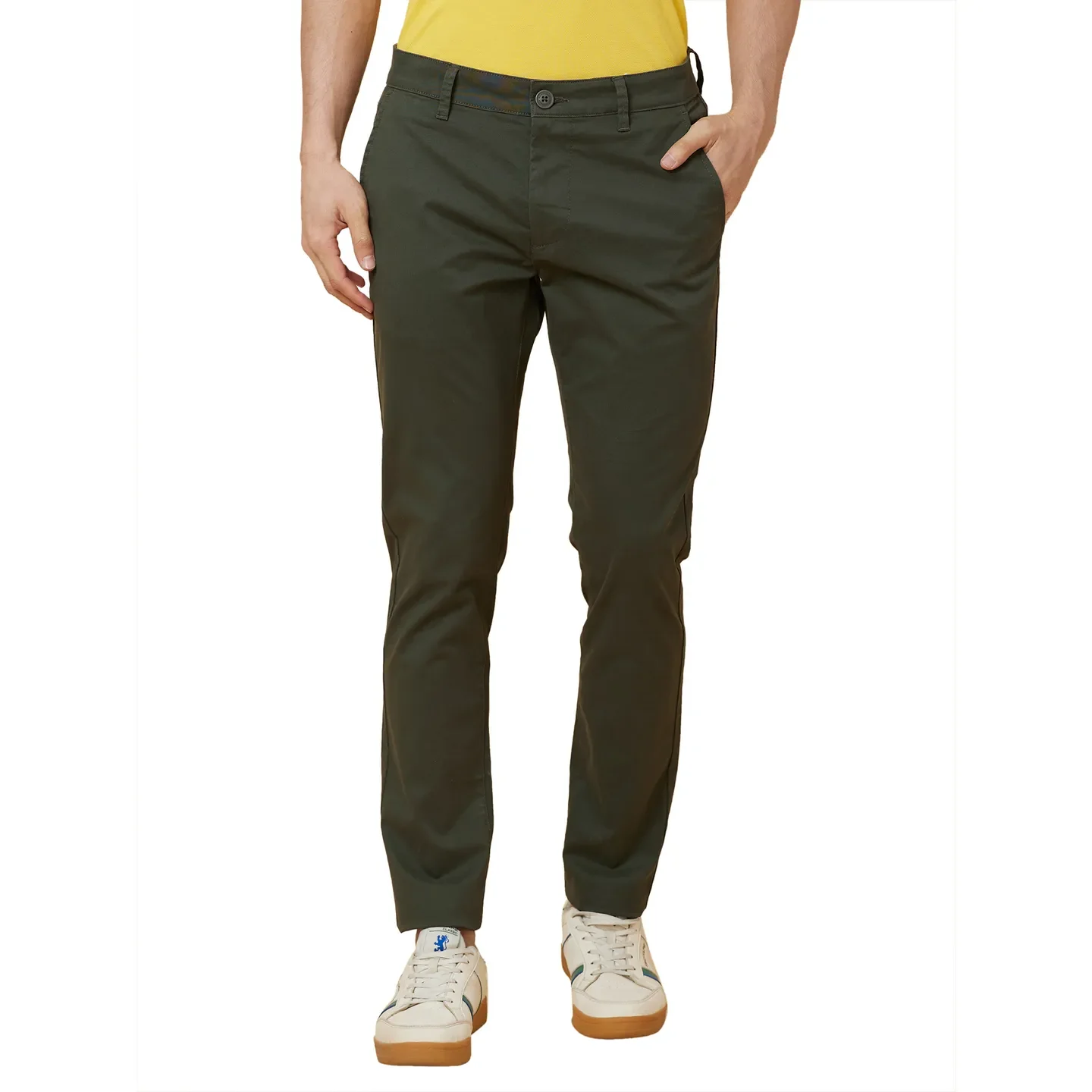 Green Slim Straight Fit Men's Chinos by Being Human Clothing - Image 6