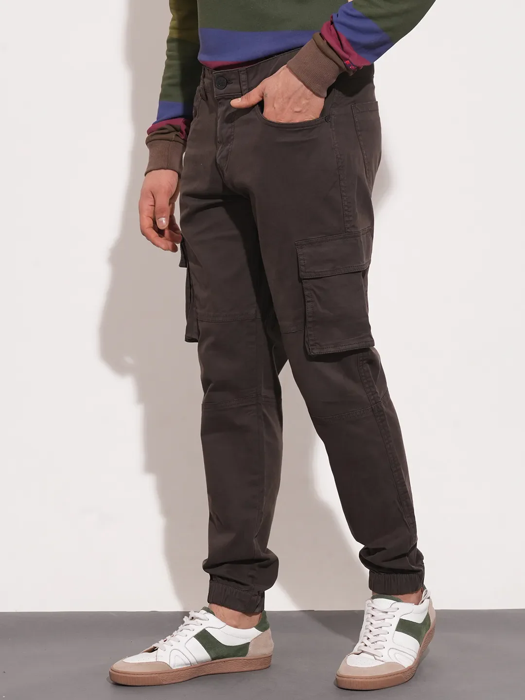 Grey Regular Fit Chino For Men By Being Human Clothing - Image 4