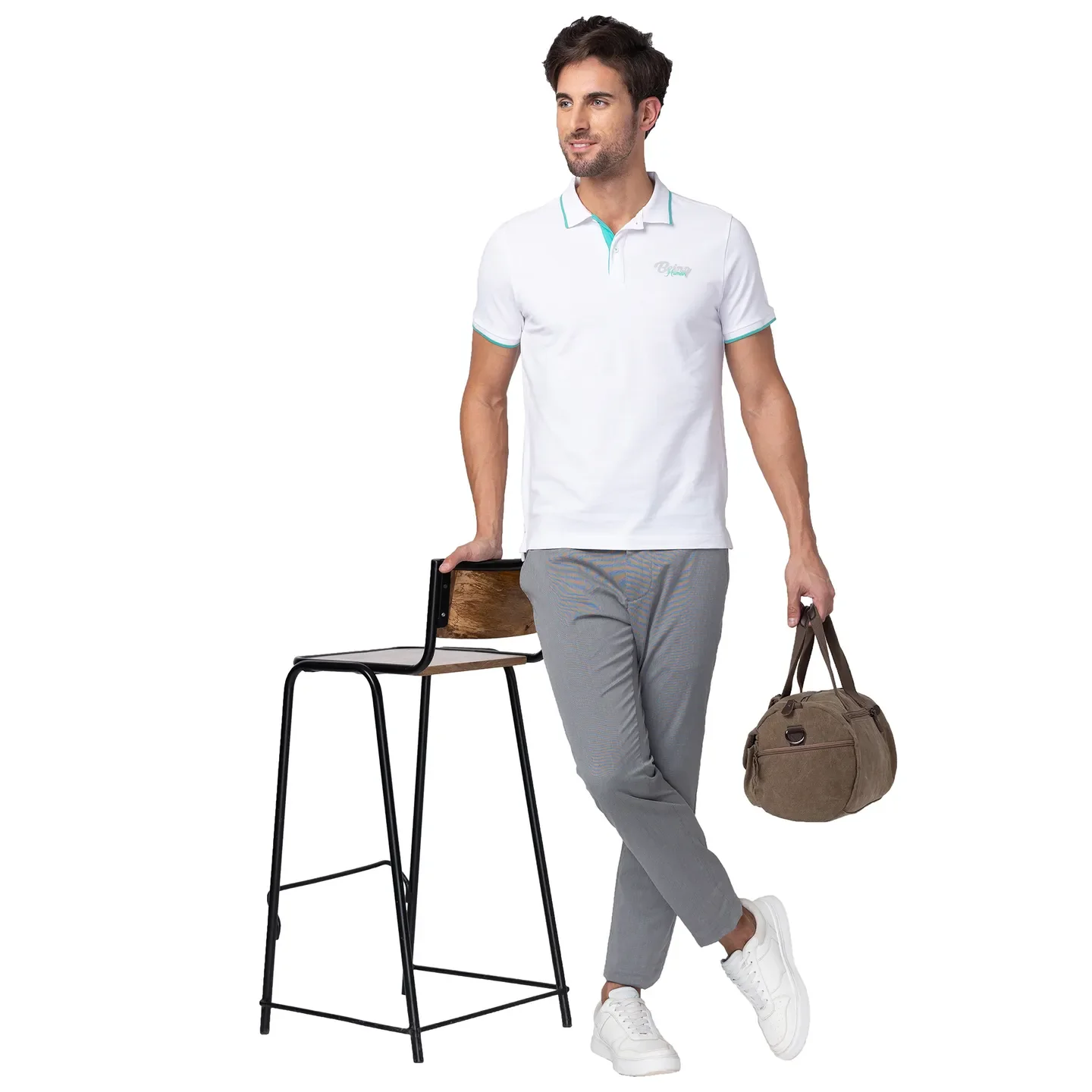 Grey Slim Straight Fit Men's Chinos by Being Human Clothing - Image 6