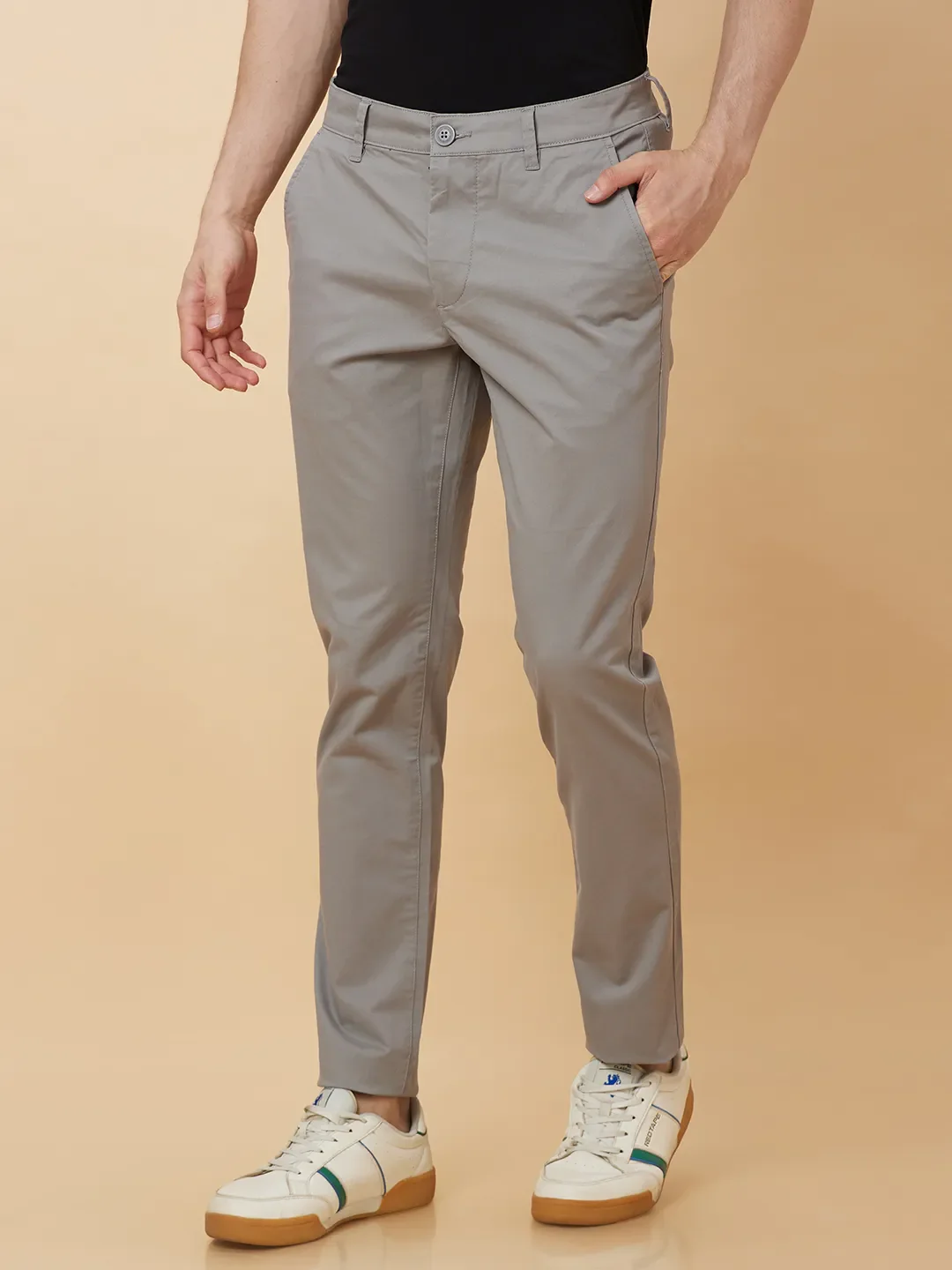 Grey Slim Straight Fit Men's Chinos by Being Human Clothing - Image 4