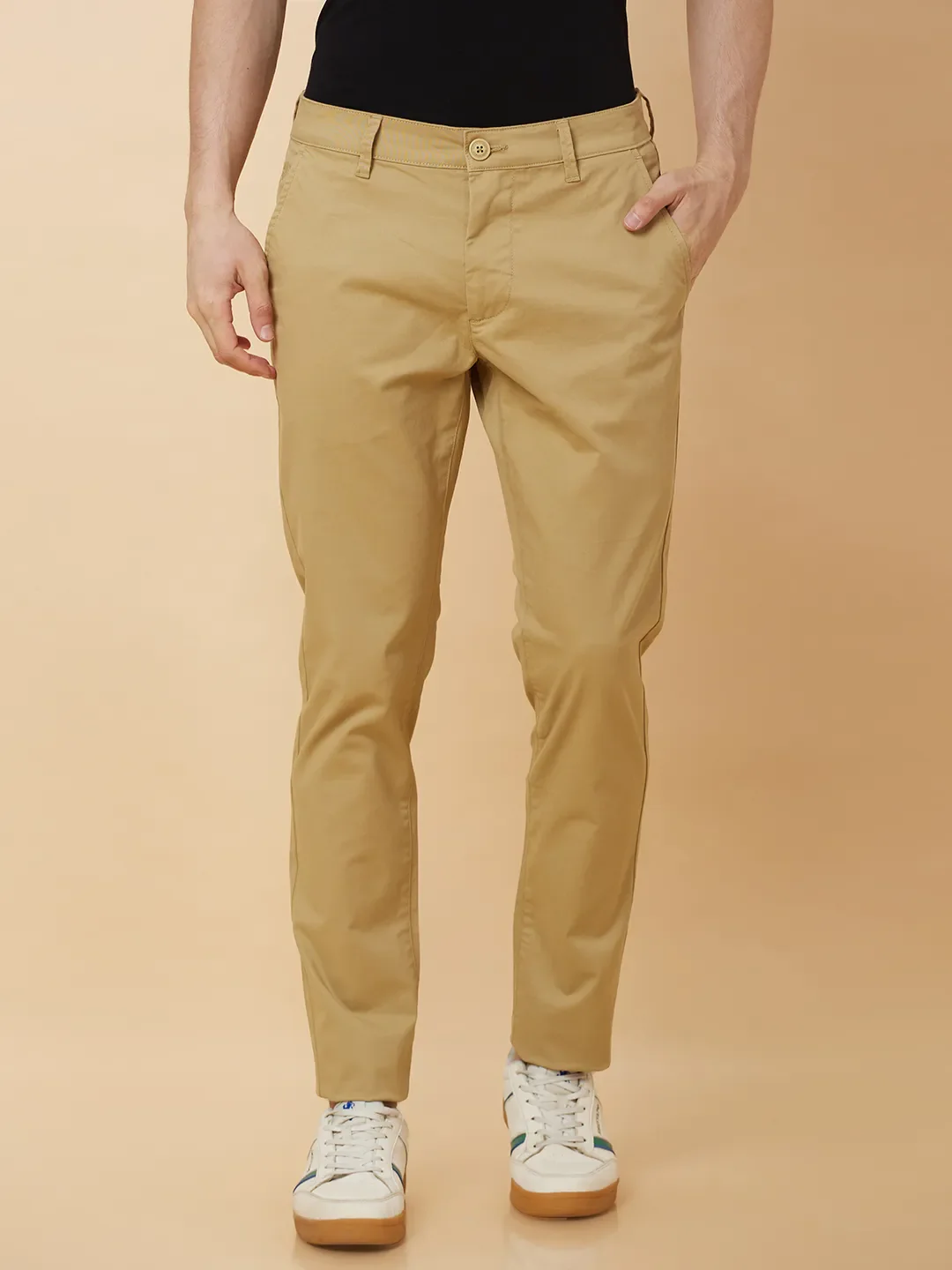 Khaki Slim Straight Fit Men's Chinos by Being Human Clothing