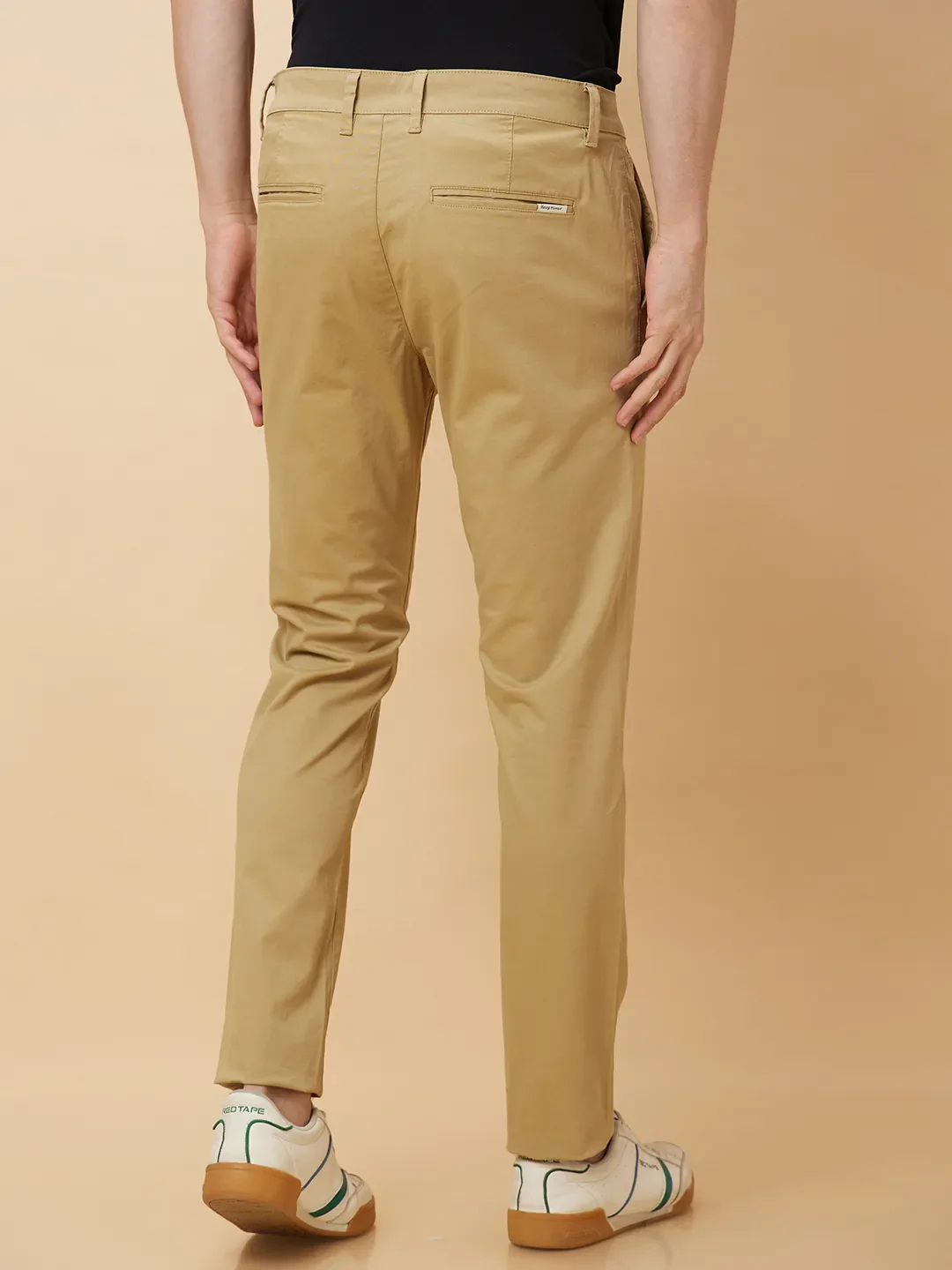 Khaki Slim Straight Fit Men's Chinos by Being Human Clothing - Image 3