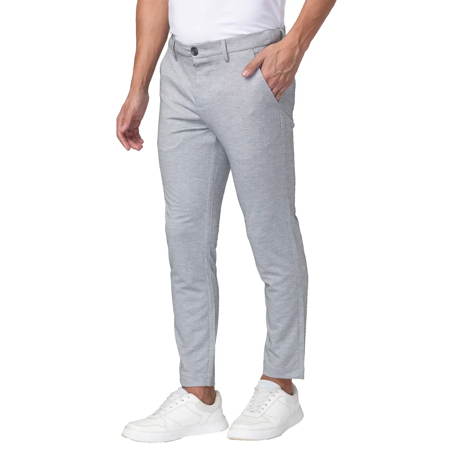 Grey Slim Straight Fit Men's Chinos by Being Human Clothing - Image 2