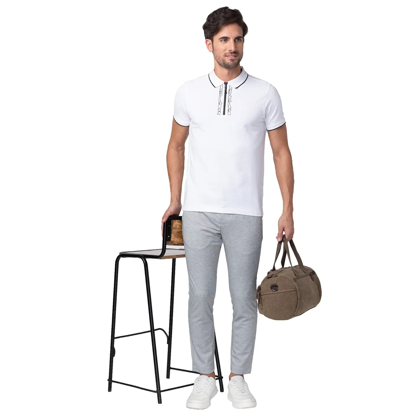 Grey Slim Straight Fit Men's Chinos by Being Human Clothing - Image 6