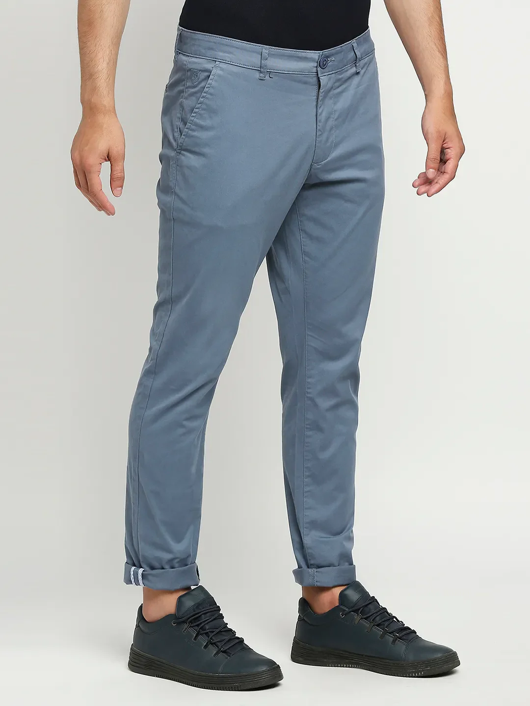 Blue Slim Fit Chinos For Men By Being Human Clothing - Image 3