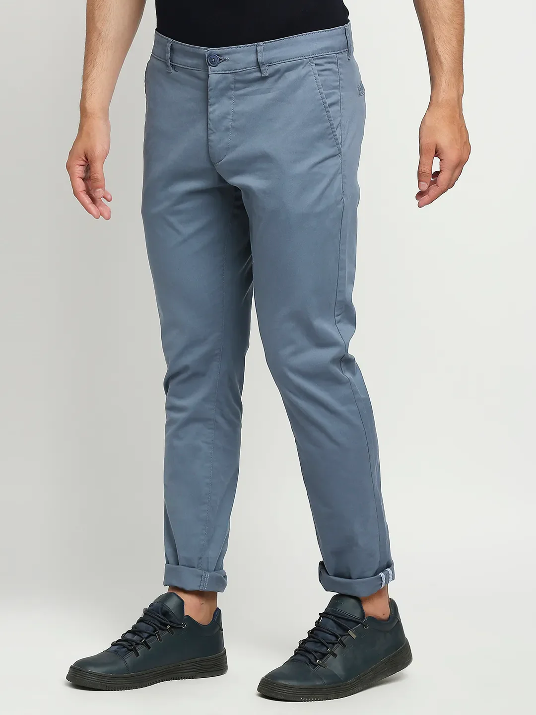 Blue Slim Fit Chinos For Men By Being Human Clothing - Image 4