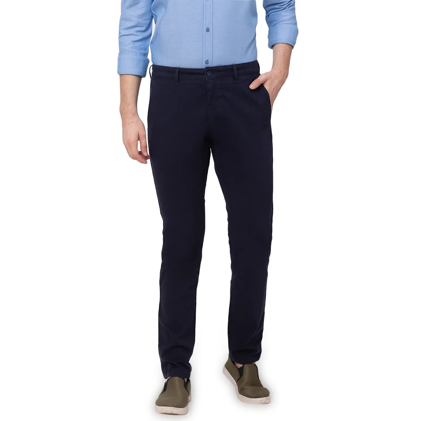 Blue Slim Straight Fit Men's Chinos by Being Human Clothing - Image 5