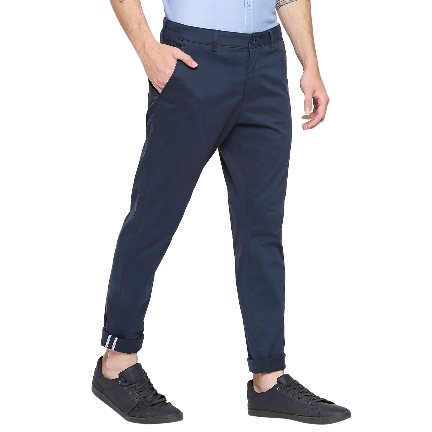 Blue Slim Straight Fit Men's Chinos by Being Human Clothing - Image 2
