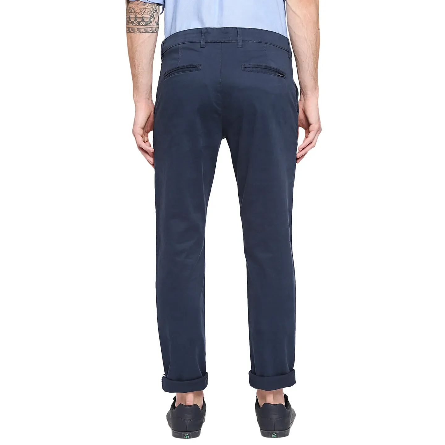 Blue Slim Straight Fit Men's Chinos by Being Human Clothing - Image 3