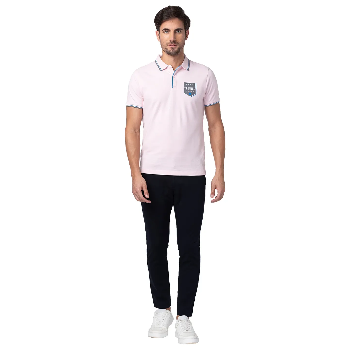 Blue Slim Straight Fit Men's Chinos by Being Human Clothing - Image 5