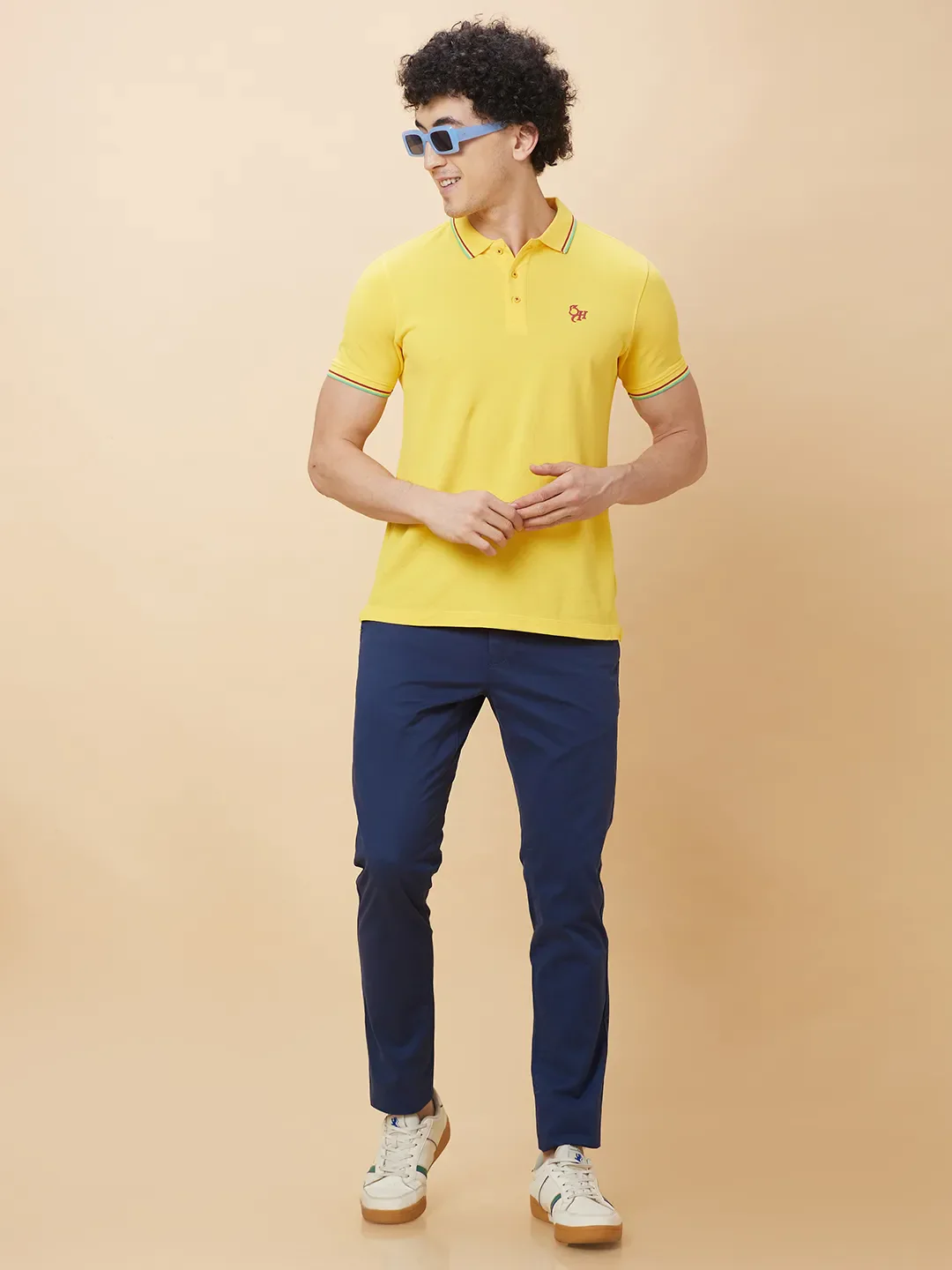 Blue Slim Straight Fit Men's Chinos by Being Human Clothing - Image 6