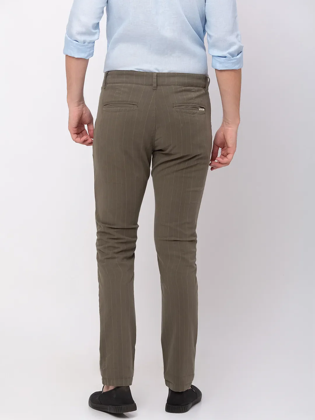 Olive Slim Straight Fit Men's Chinos by Being Human Clothing - Image 3