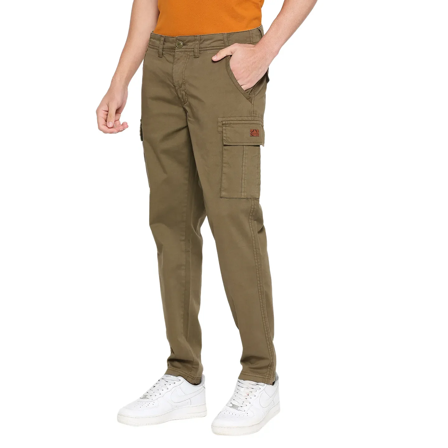 Olive Slim Fit Chinos For Men By Being Human Clothing - Image 2