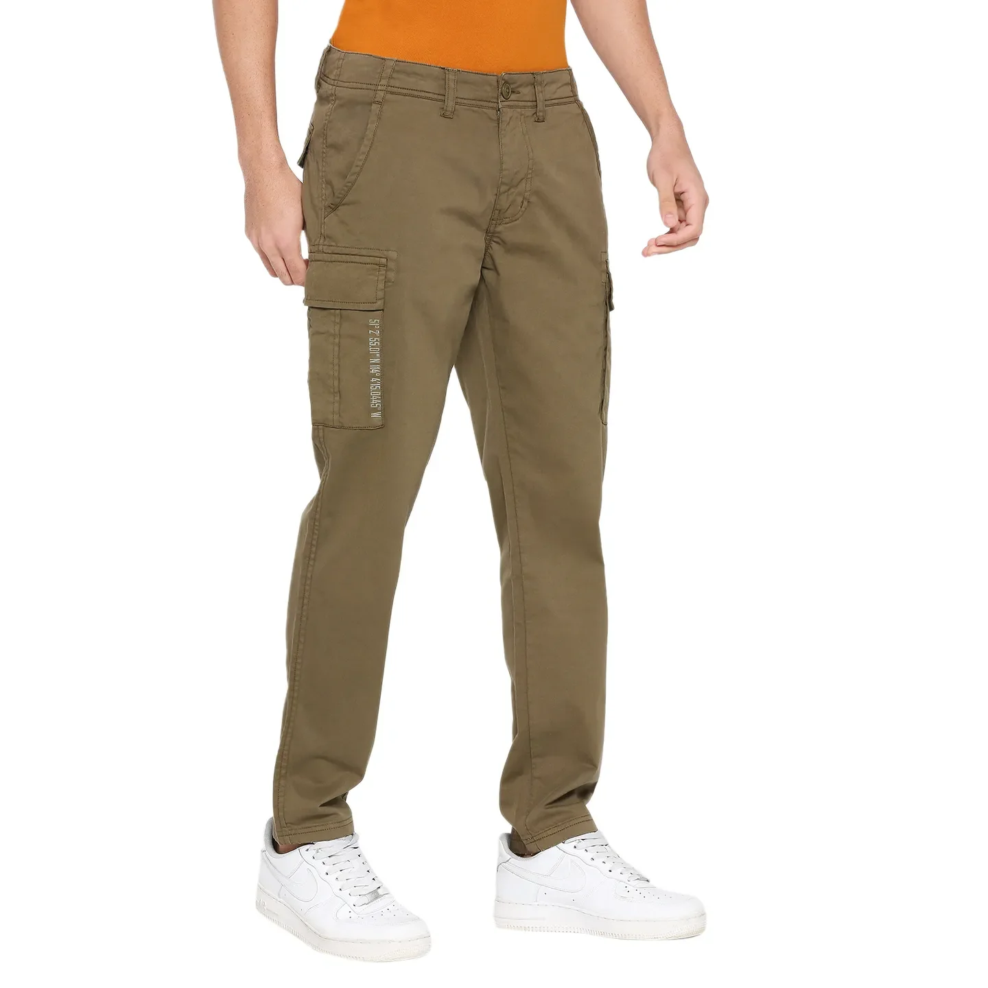 Olive Slim Fit Chinos For Men By Being Human Clothing - Image 3