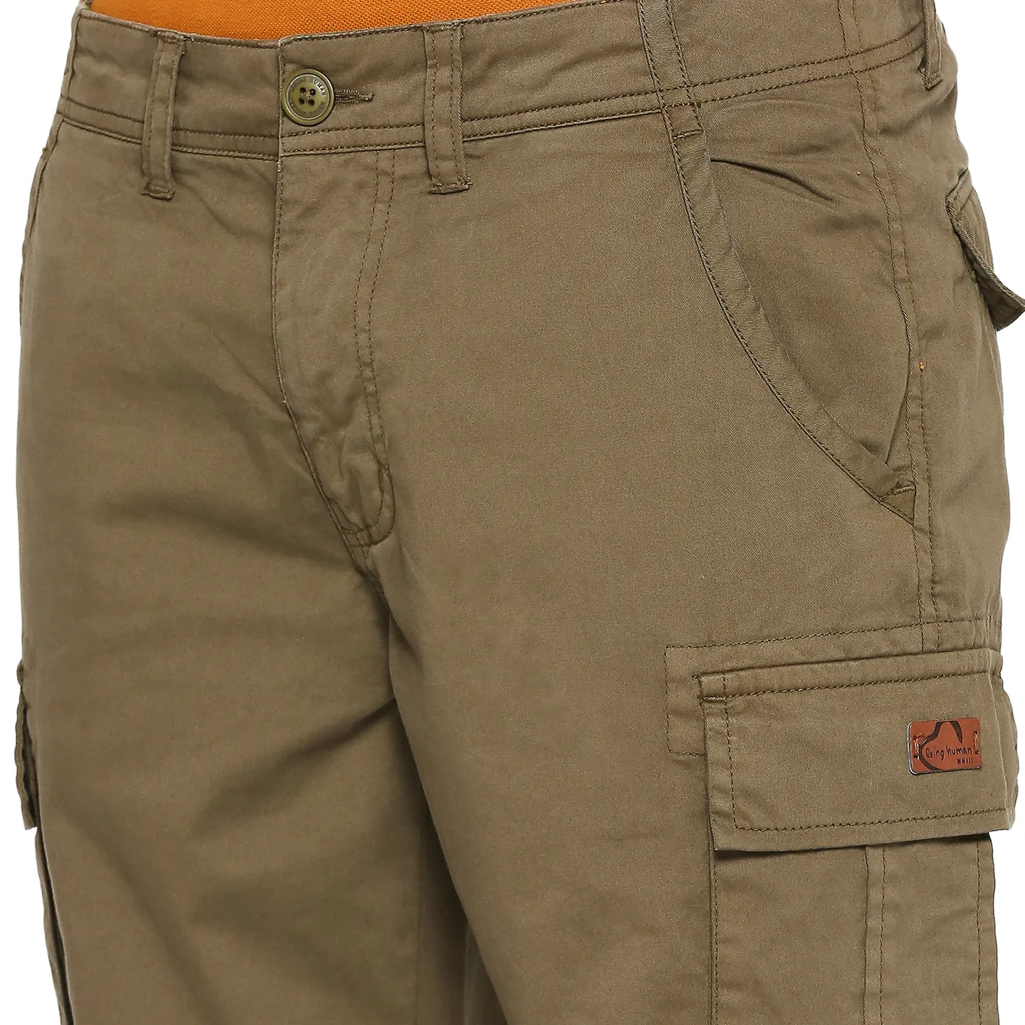 Olive Slim Fit Chinos For Men By Being Human Clothing - Image 5