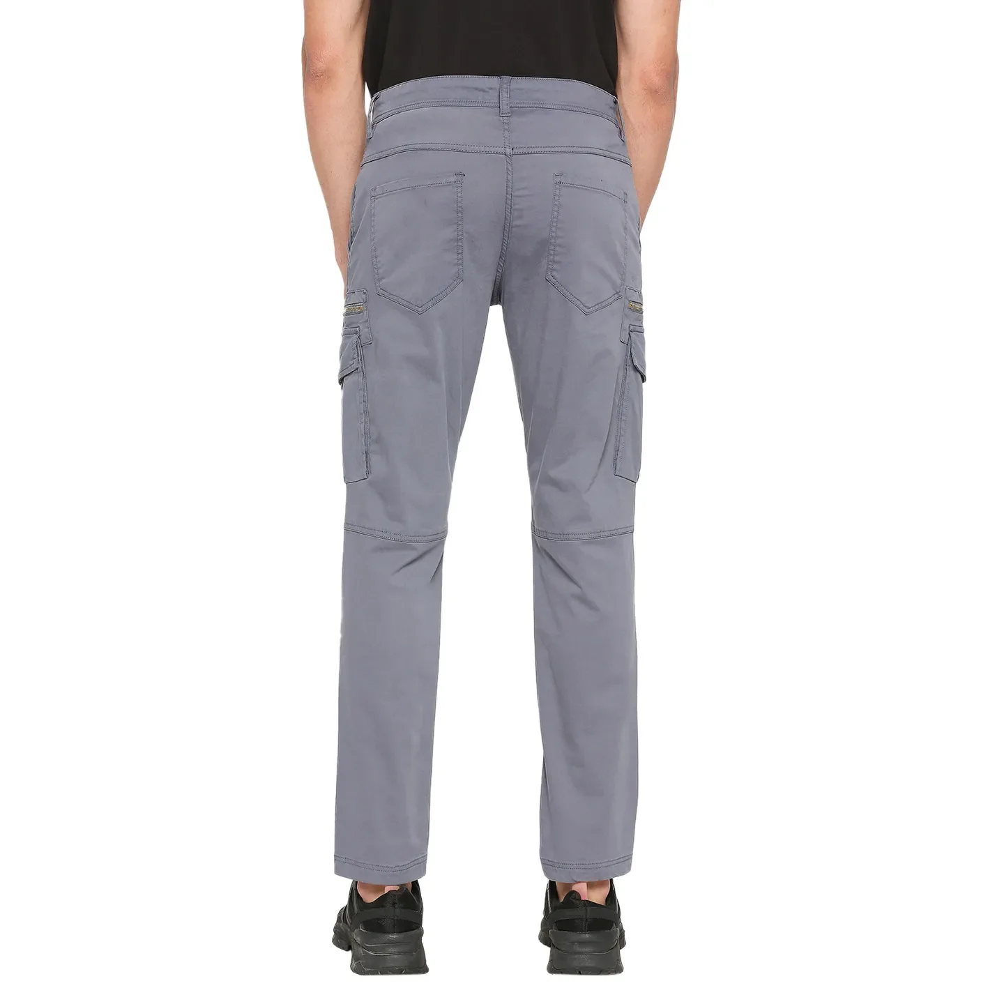 Grey Slim Straight Fit Men's Cargos by Being Human Clothing - Image 4