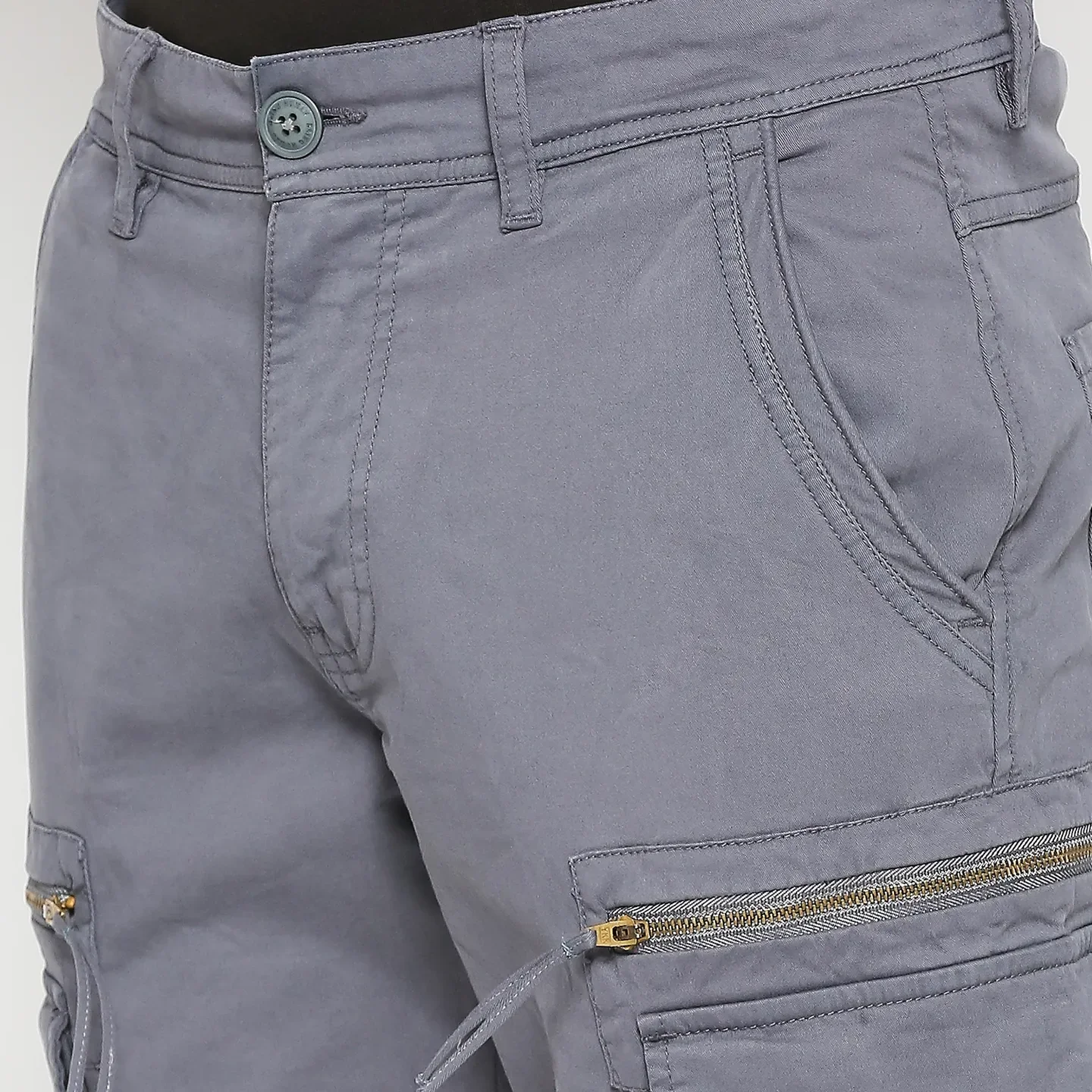 Grey Slim Straight Fit Men's Cargos by Being Human Clothing - Image 5