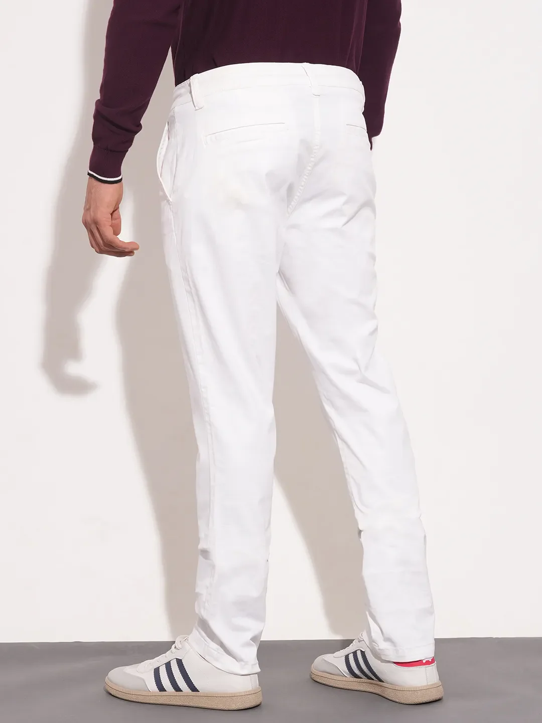 White Slim Straight Fit Men's Chinos by Being Human Clothing - Image 3