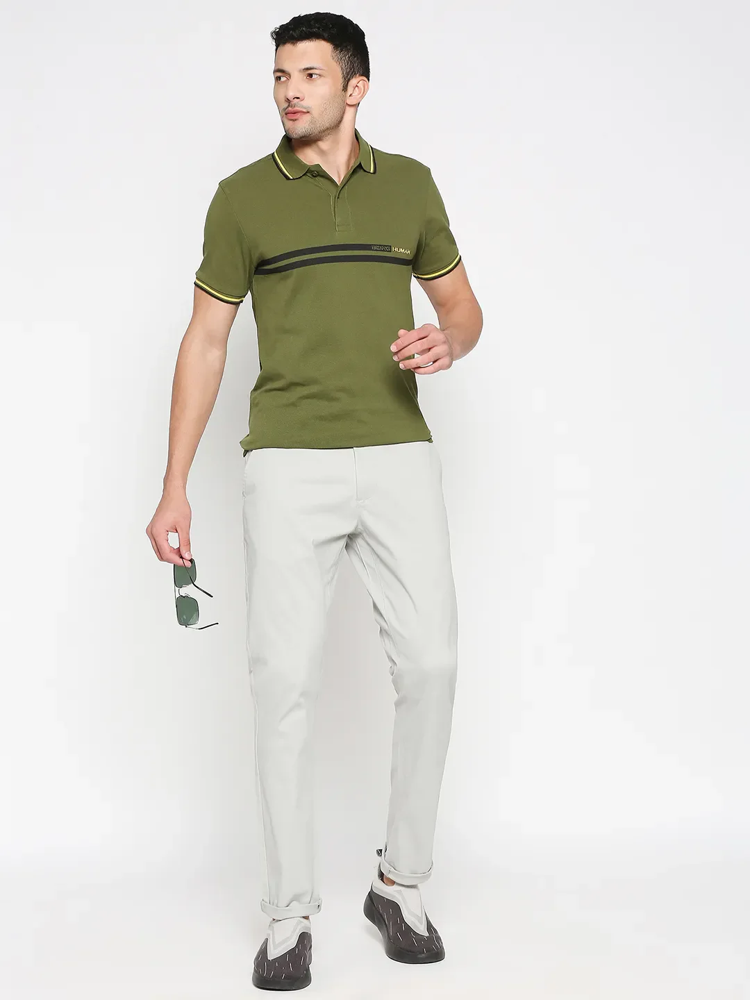 Grey Slim Straight Fit Men's Chinos by Being Human Clothing - Image 6