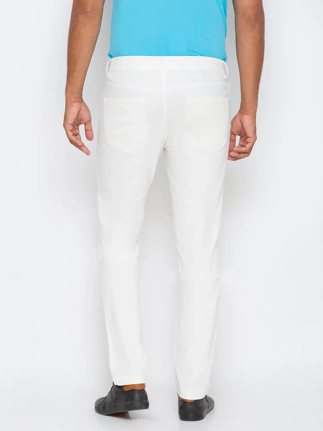 White Slim Straight Fit Men's Chinos by Being Human Clothing - Image 3
