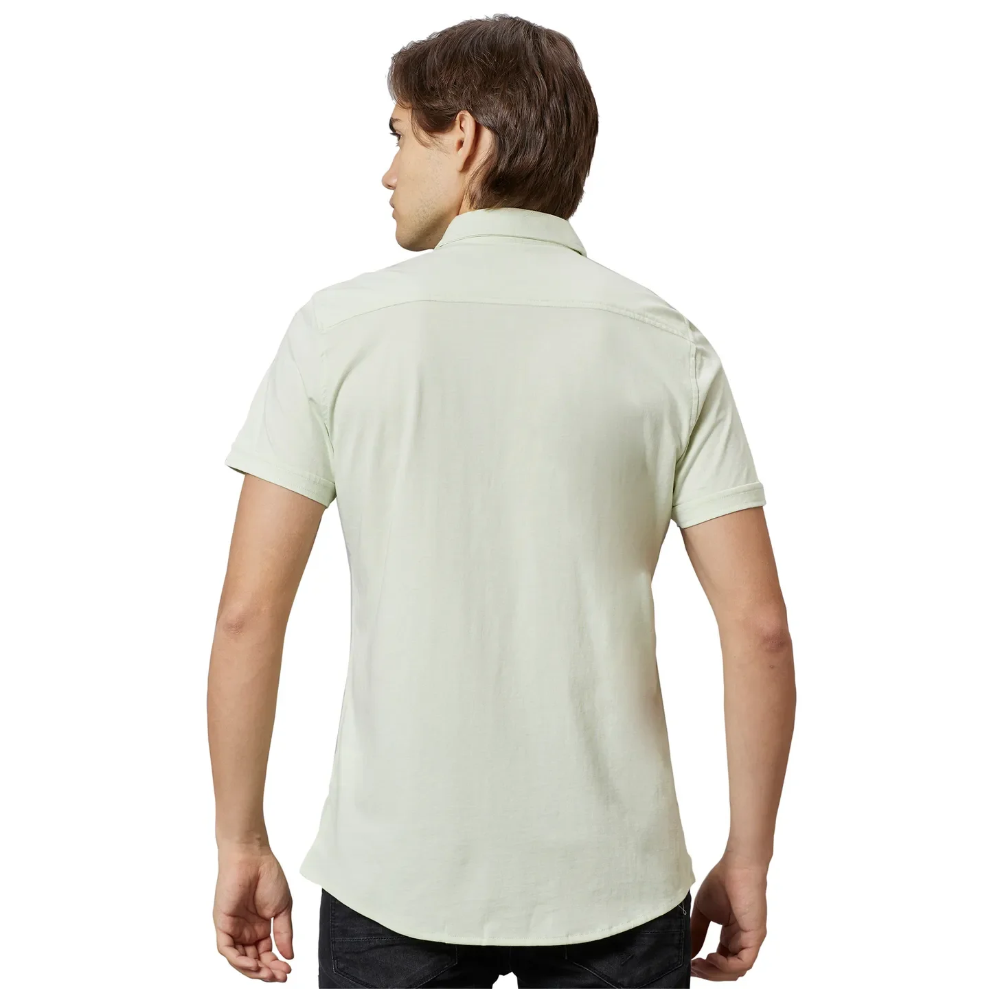 Off White Slim Fit Regular Collar Men's Shirt by Being Human Clothing - Image 2