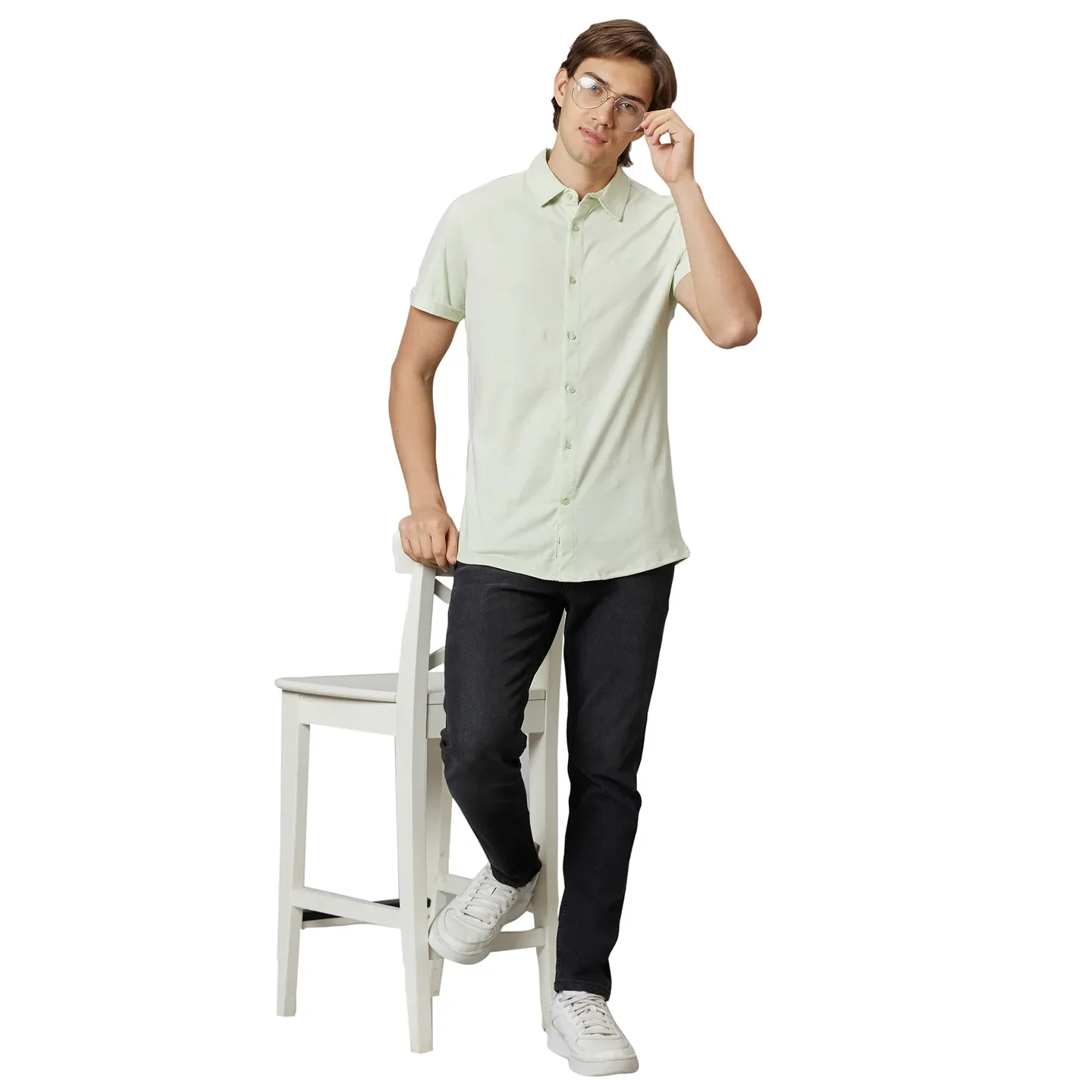 Off White Slim Fit Regular Collar Men's Shirt by Being Human Clothing - Image 5