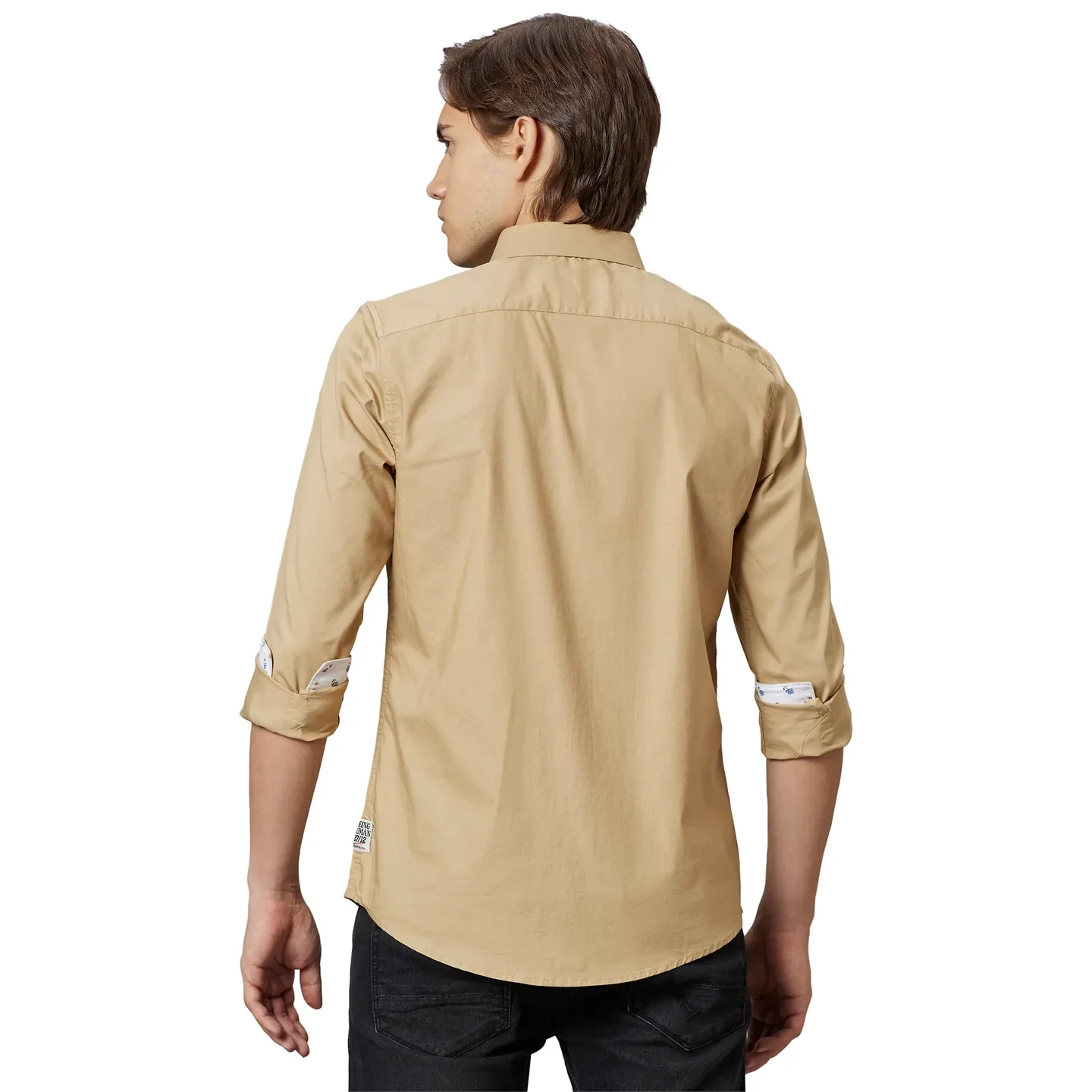 Beige Super Slim Fit Regular Collar Men's Shirt by Being Human Clothing - Image 2