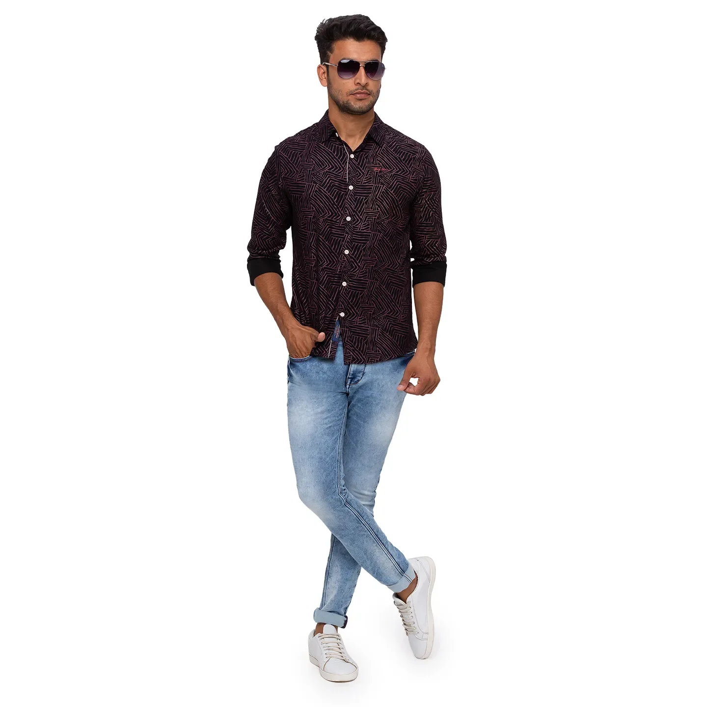 Black Regular Fit Regular Collar Long Sleeves Rayon Men's Shirt by Being Human Clothing - Image 6