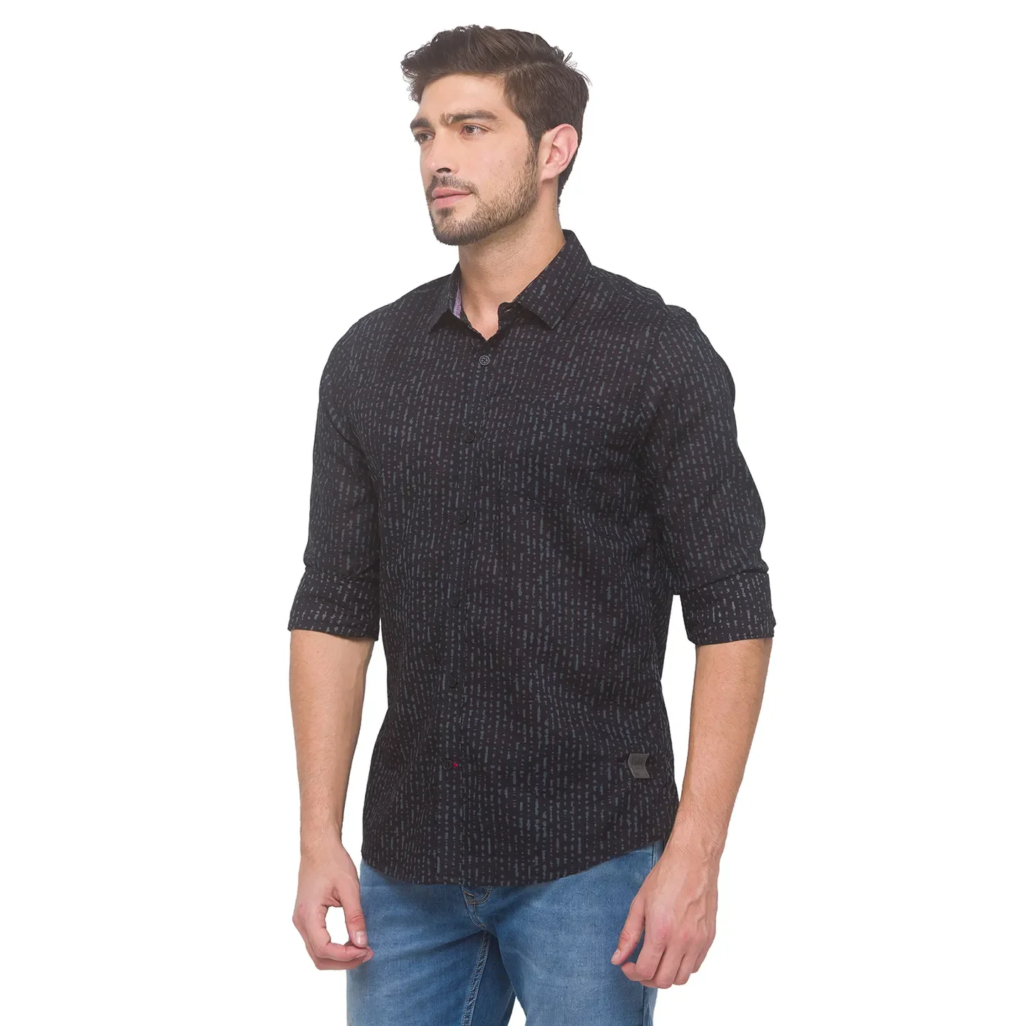 Black Slim Fit Regular Collar Men's Shirt by Being Human Clothing - Image 3