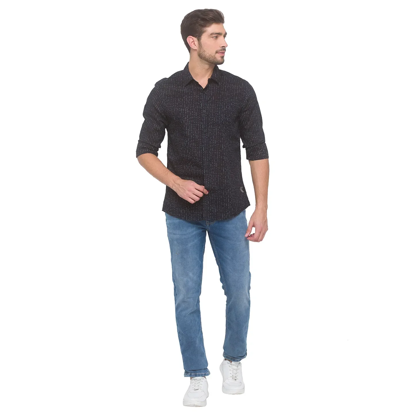 Black Slim Fit Regular Collar Men's Shirt by Being Human Clothing - Image 5