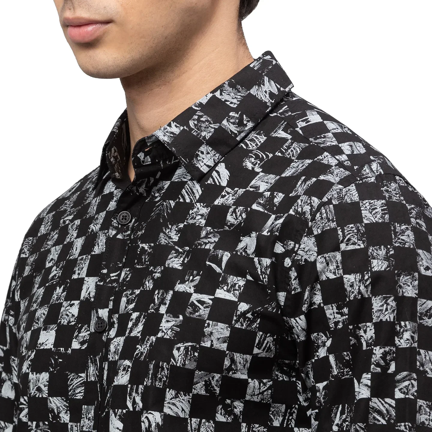 Black Slim Straight Fit Regular Collar Long Sleeves Cotton Men's Shirt by Being Human Clothing - Image 5
