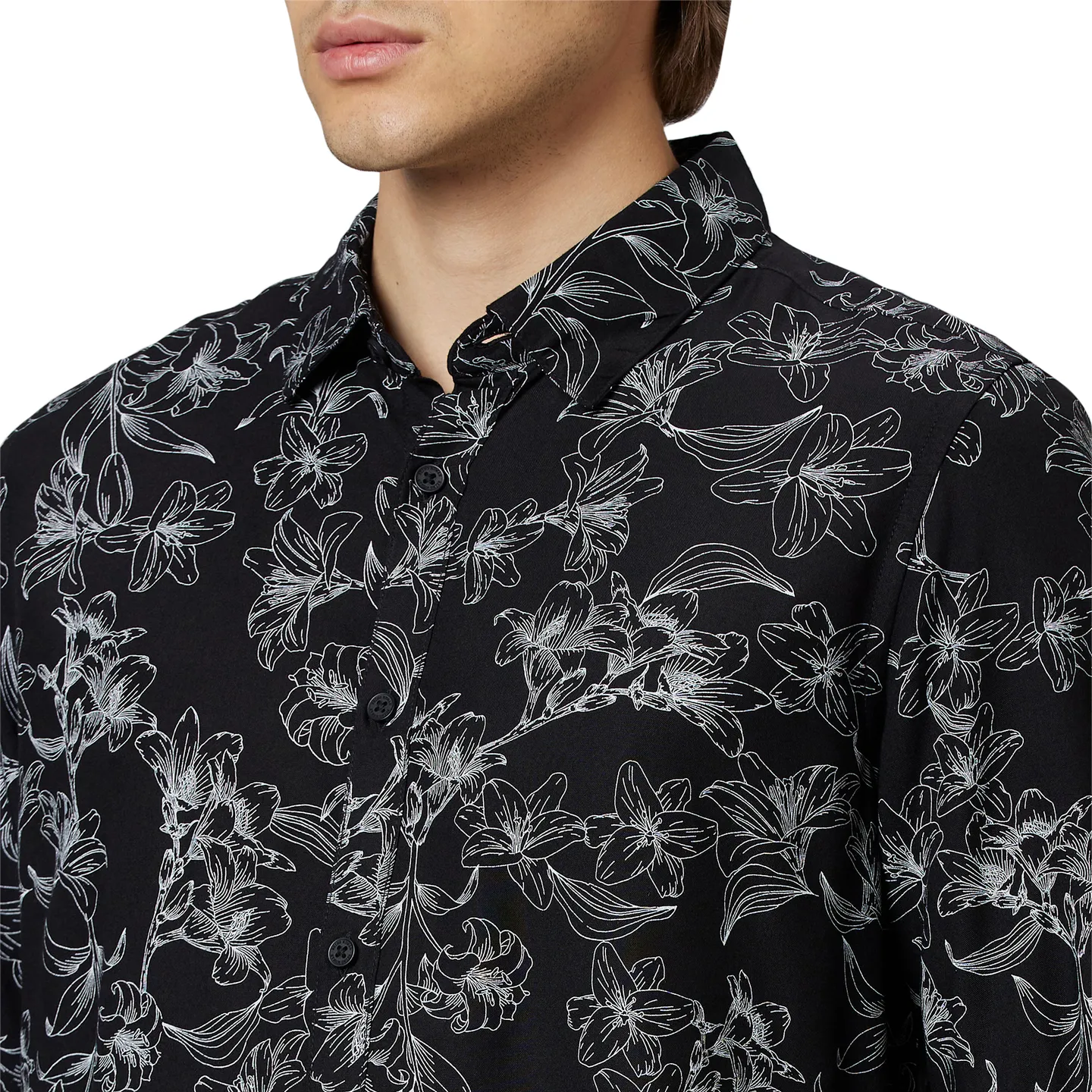 Black Slim Fit Regular Collar Men's Shirt by Being Human Clothing - Image 4