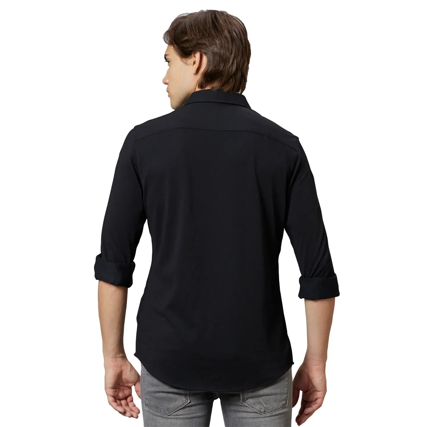Black Super Slim Fit Regular Collar Men's Shirt by Being Human Clothing - Image 2